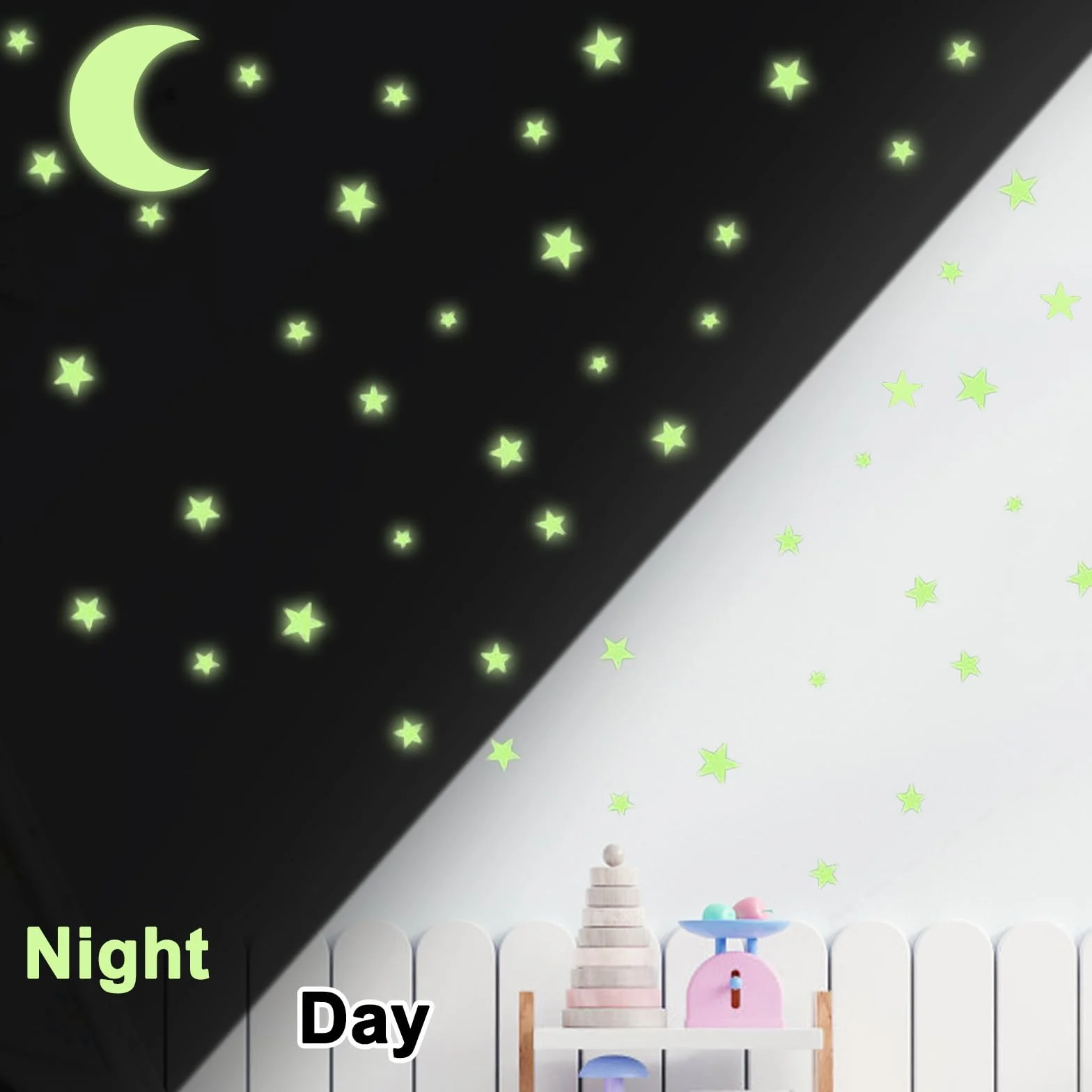Autocollants Phosphorescent Étoiles et Lunes pour Chambre Enfant 462 Pcs Décoration Plafond