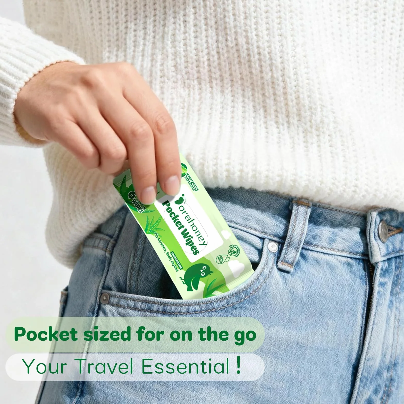 Lingettes Humides Voyage Aloe Vera Mini Poche 99% Eau Sans Parfum Hypoallergéniques 8 Paquets 48 Lingettes