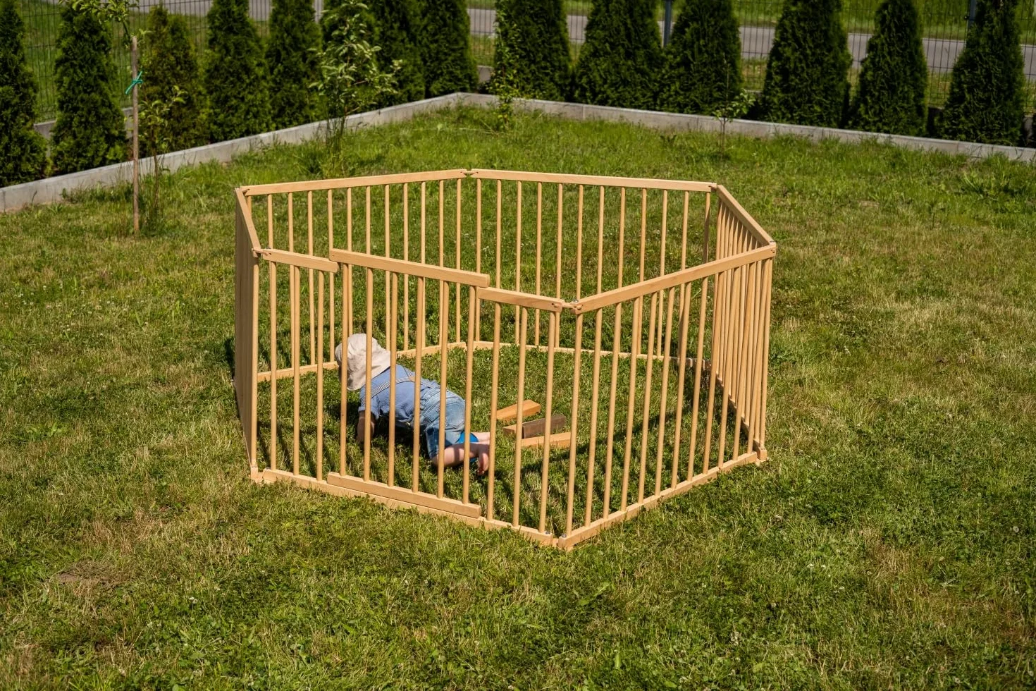 Spec-wood Parc pour bébé pliable en bois de hêtre 92 x 74 cm avec sécurité barrière 6 angles