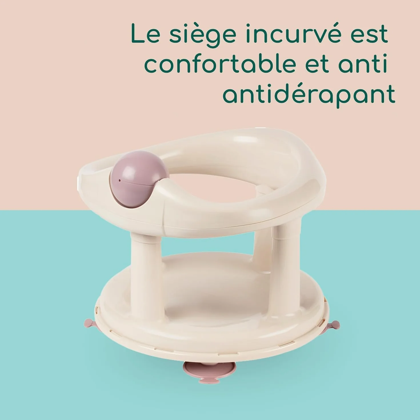 Bebeconfort Siège de Bain Pivotant Bébé Ergonomique 6-12 mois 10 kg Beige