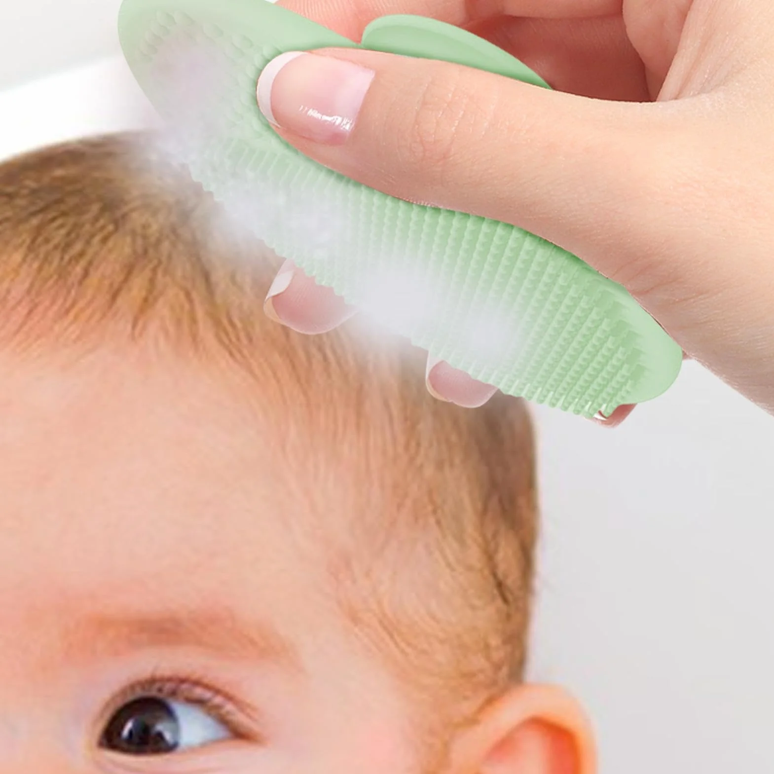 Brosse pour cuir chevelu de bébé en silicone - Épurateur de bain pour bébé