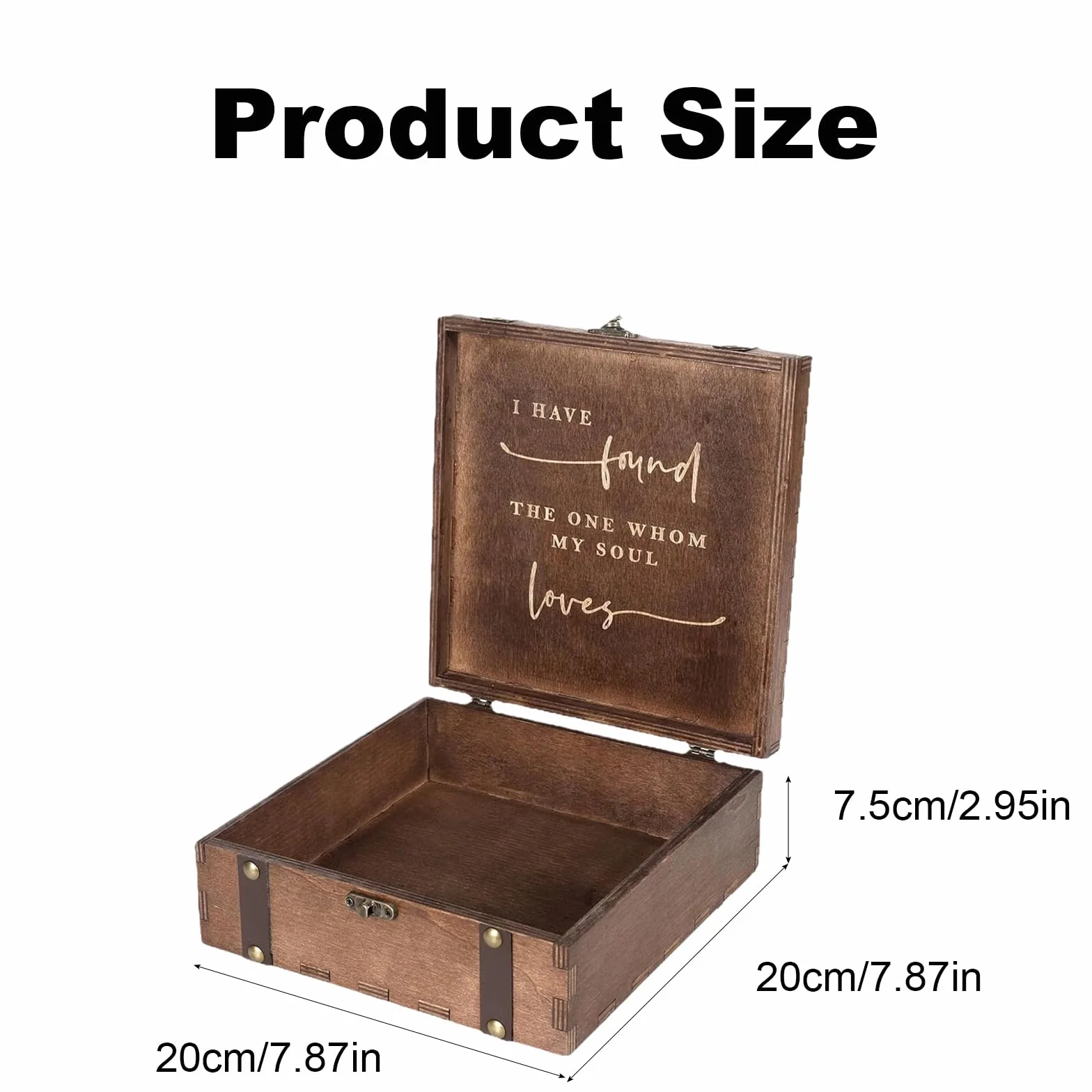 Boîte à Souvenirs en Bois avec Couvercle 20x20x7.5 cm Vintage Personnalisable