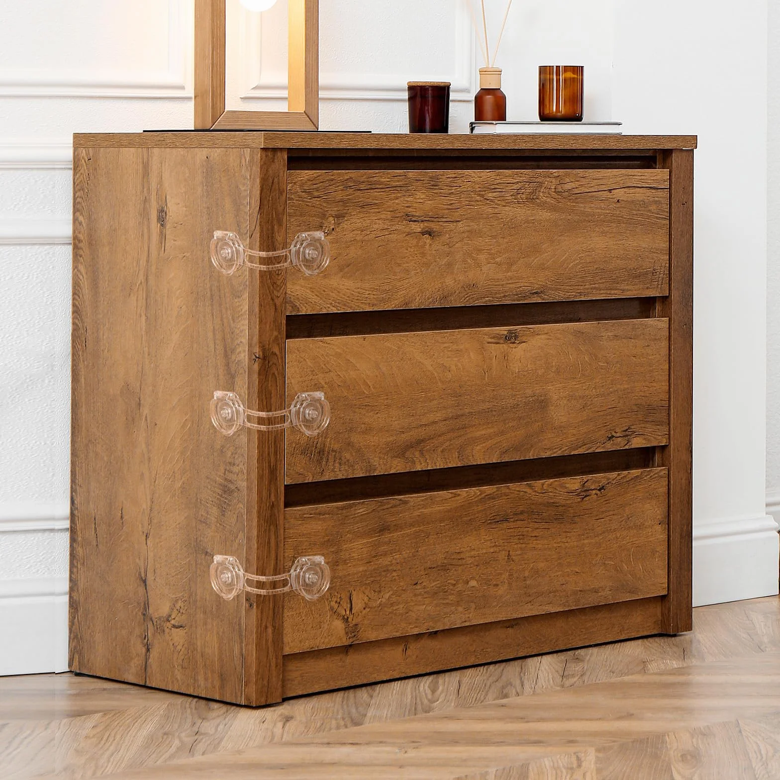 AiQInu Securite Placard Enfant 12 Pièces, ABS Bloc Porte Securite Bebe, Bloque Porte BéBé pour Armoire, Toilette, Frigo, Four, Réfrigérateur (Transparent)