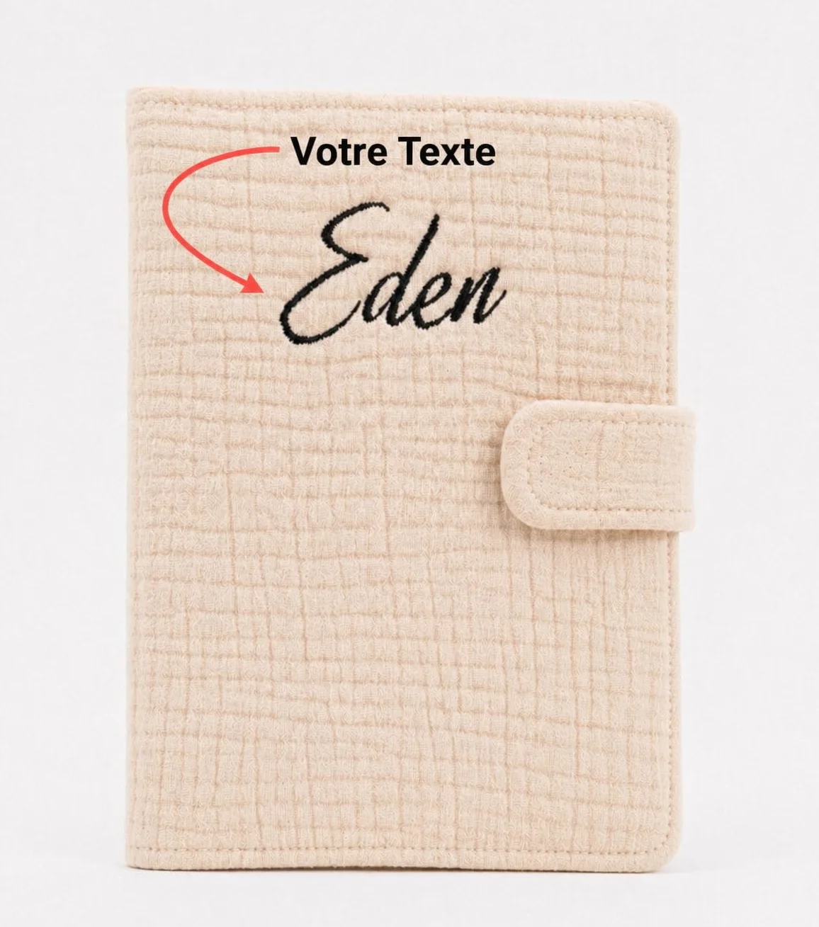 Protège Carnet de Santé Personnalisé Bébé – Prénom Personnalisable – Cadeau Naissance Original – Fabriqué en France – Beige