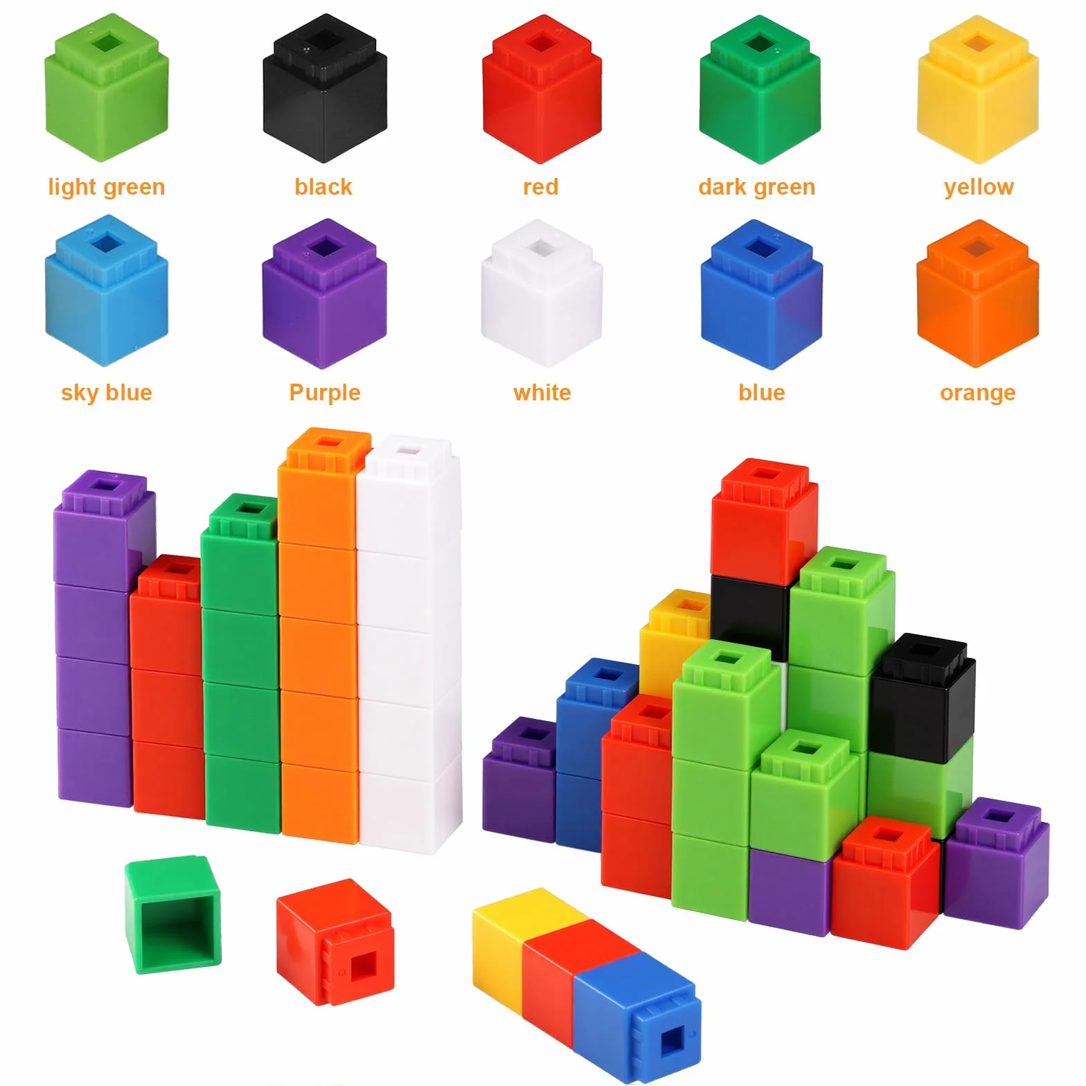 300 Pièces Cube Mathématiques, Blocs de Construction, Cubes à Empiler Calcul Montessori, Numberblocks, Blocs de Nombres pour Enfants