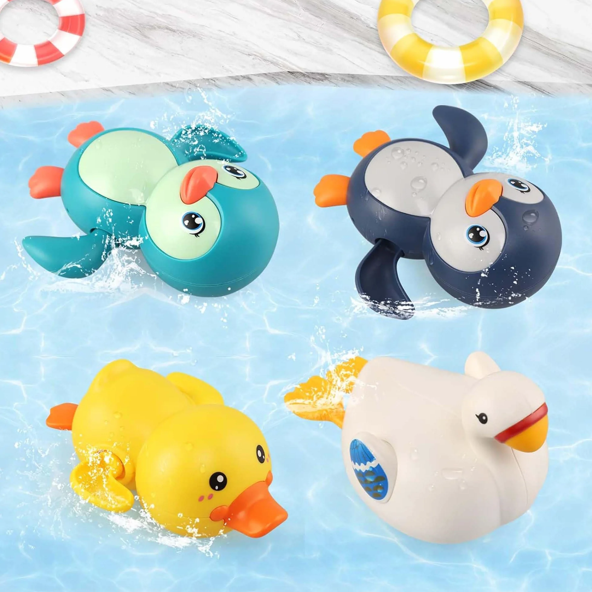 Jouets de Bain 4 Pièce pour Enfants 1-4 Ans, Jouets Flottants d'Eau, Cadeau Garçon Fille