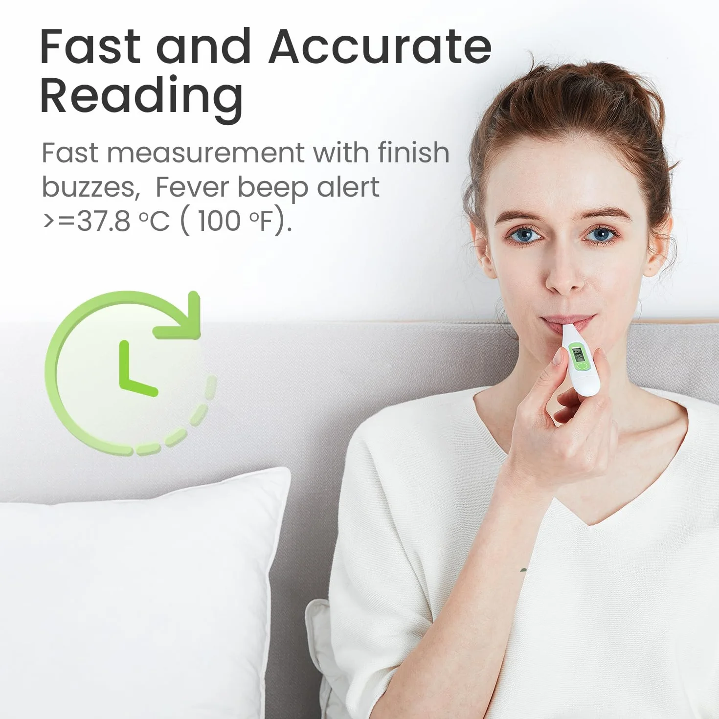 Thermomètre Numérique Médical pour Bébé et Adultes, Rapide et Précis, Commutable ℃/℉, Vert