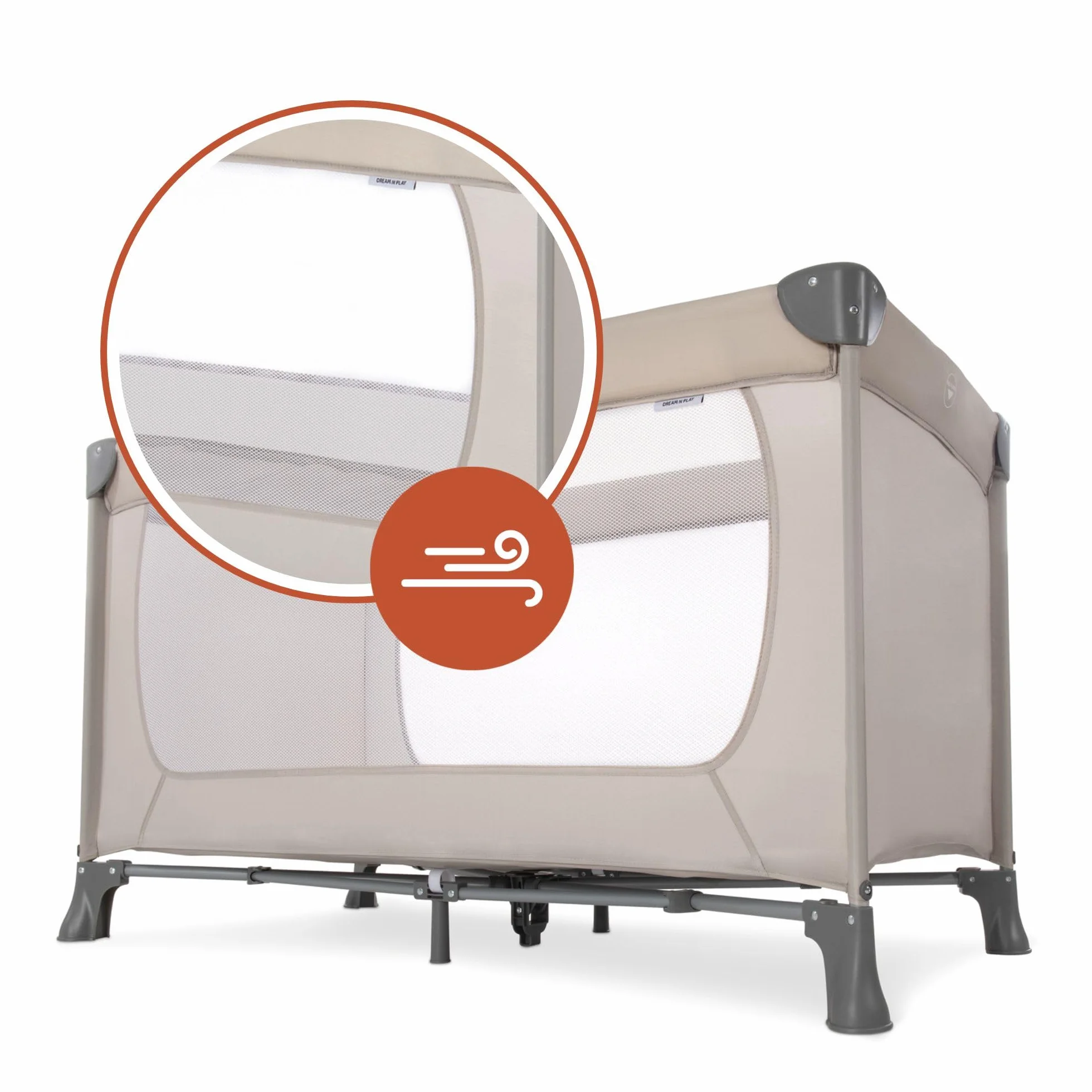 Hauck Dream N Play Lit Parapluie Voyage Bebe Enfant Pliable Compact Sac Transport 15 kg Beige