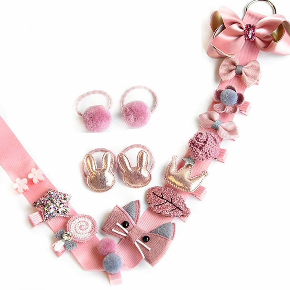 Accessoires de cheveux bébé fille 36 pièces clips arcs élastiques cravates boîte-cadeau