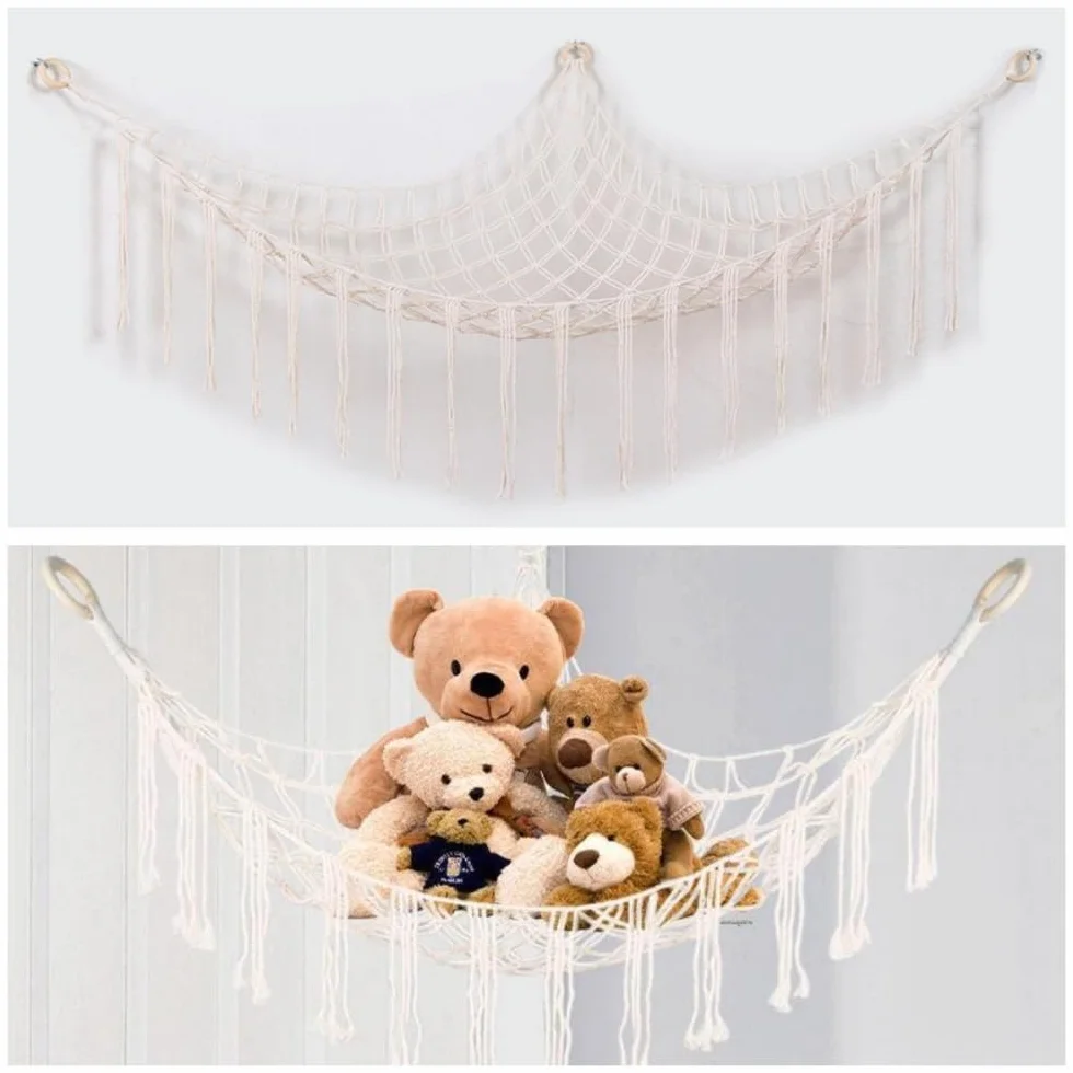 Hamac de Rangement pour Peluches, Sac en Filet Suspendu pour Jouets