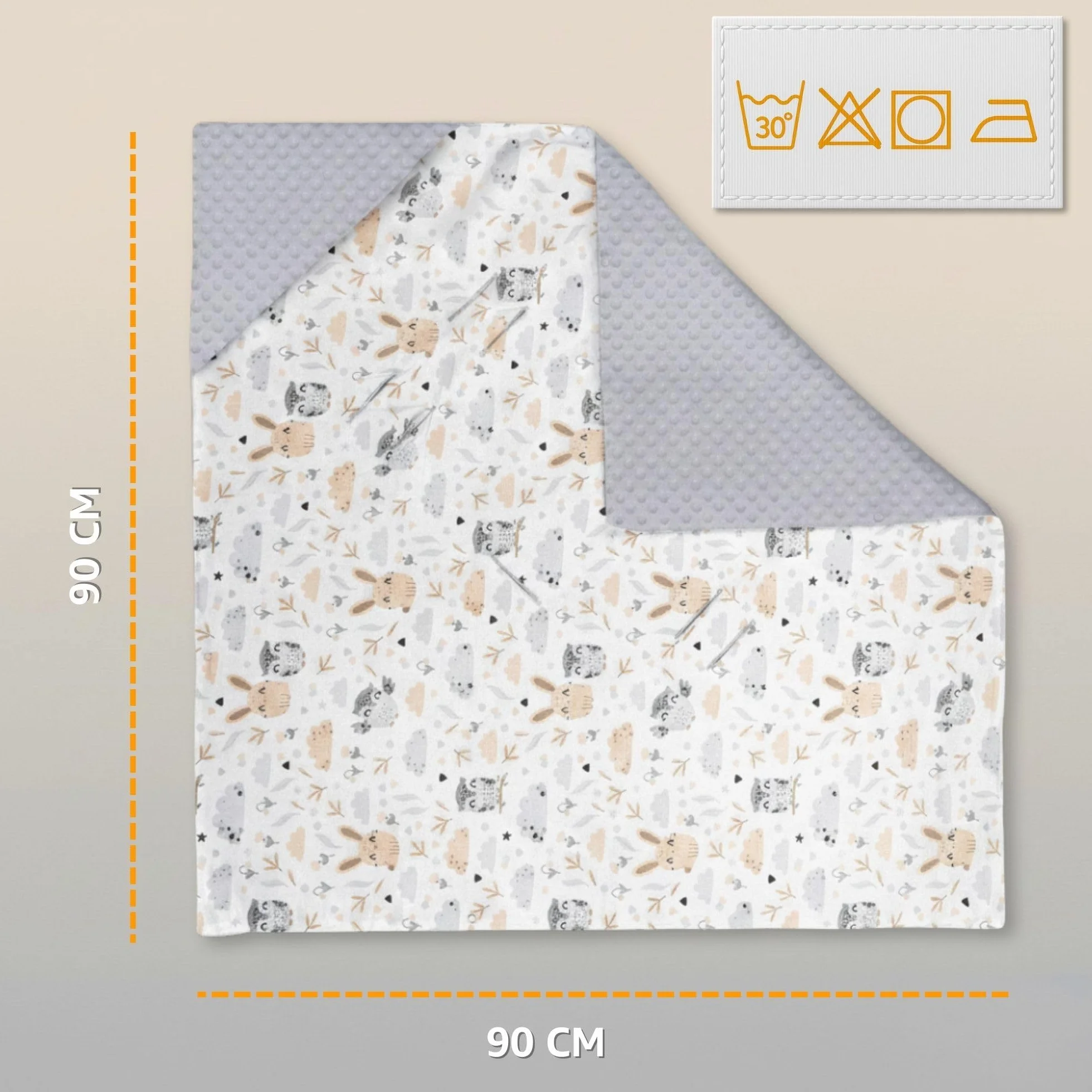 Couverture nid d'ange bébé 90x90 cm Chancelière enveloppante poussette cosy lavable Minky Oeko-Tex Gris Clair