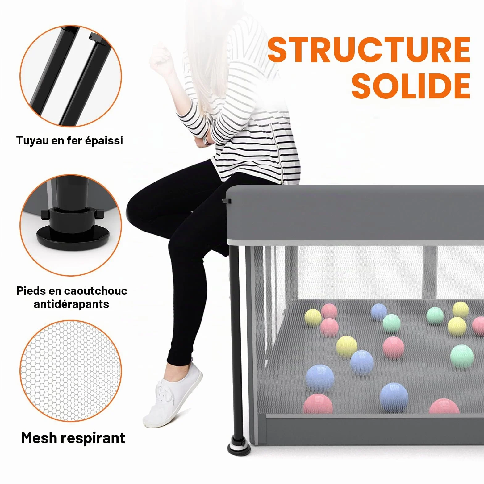 Parc pliable pour bébé avec tapis, portable, spacieux, robuste, installation rapide