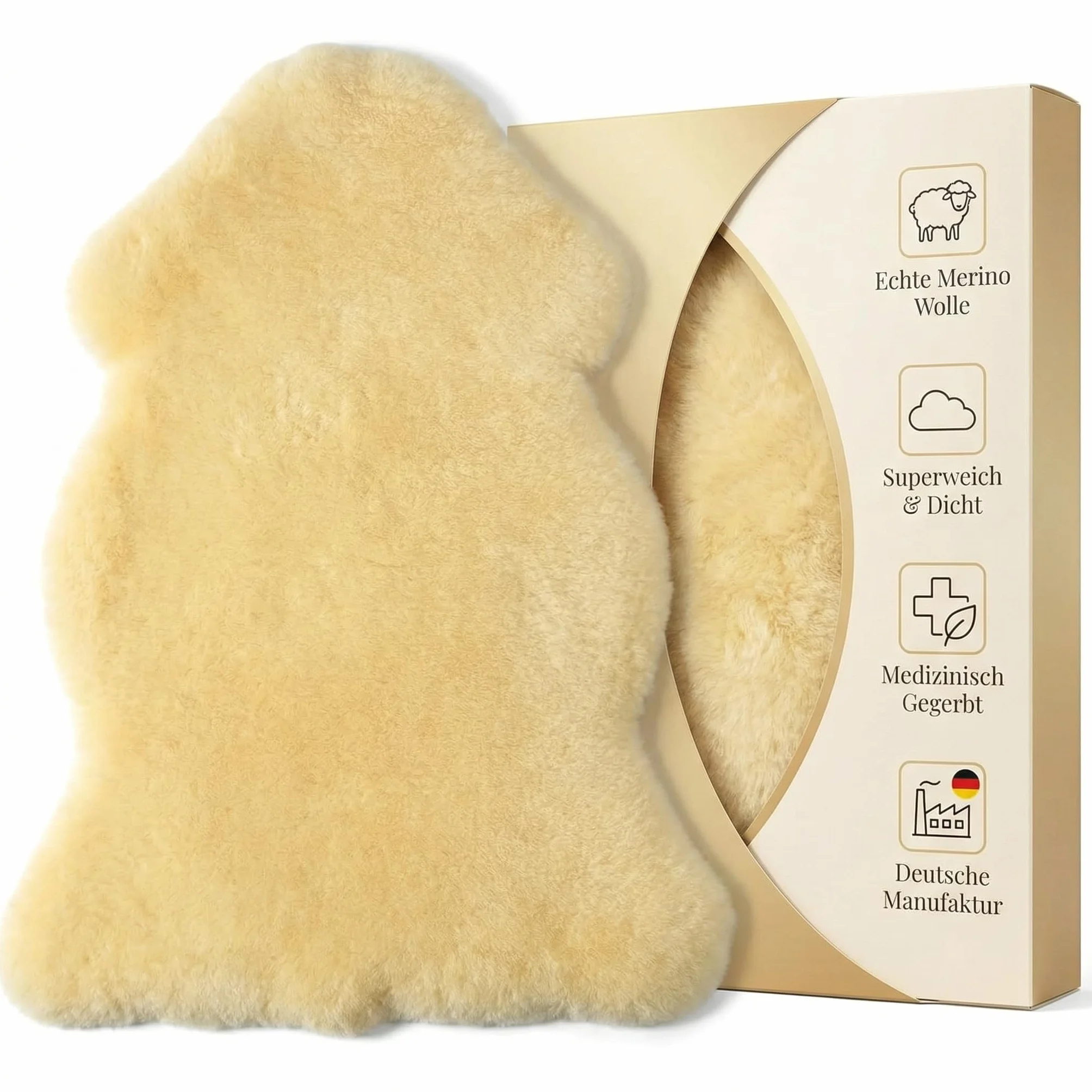 *** Notre LANABEST XXL Peau d'agneau Extra Grande. Lavable à 30° C. Tannage médical, fabriqué en Allemagne. Odeur agréable. Peau d`Agneau rasée a 3 cm. Longueur env. 100 cm