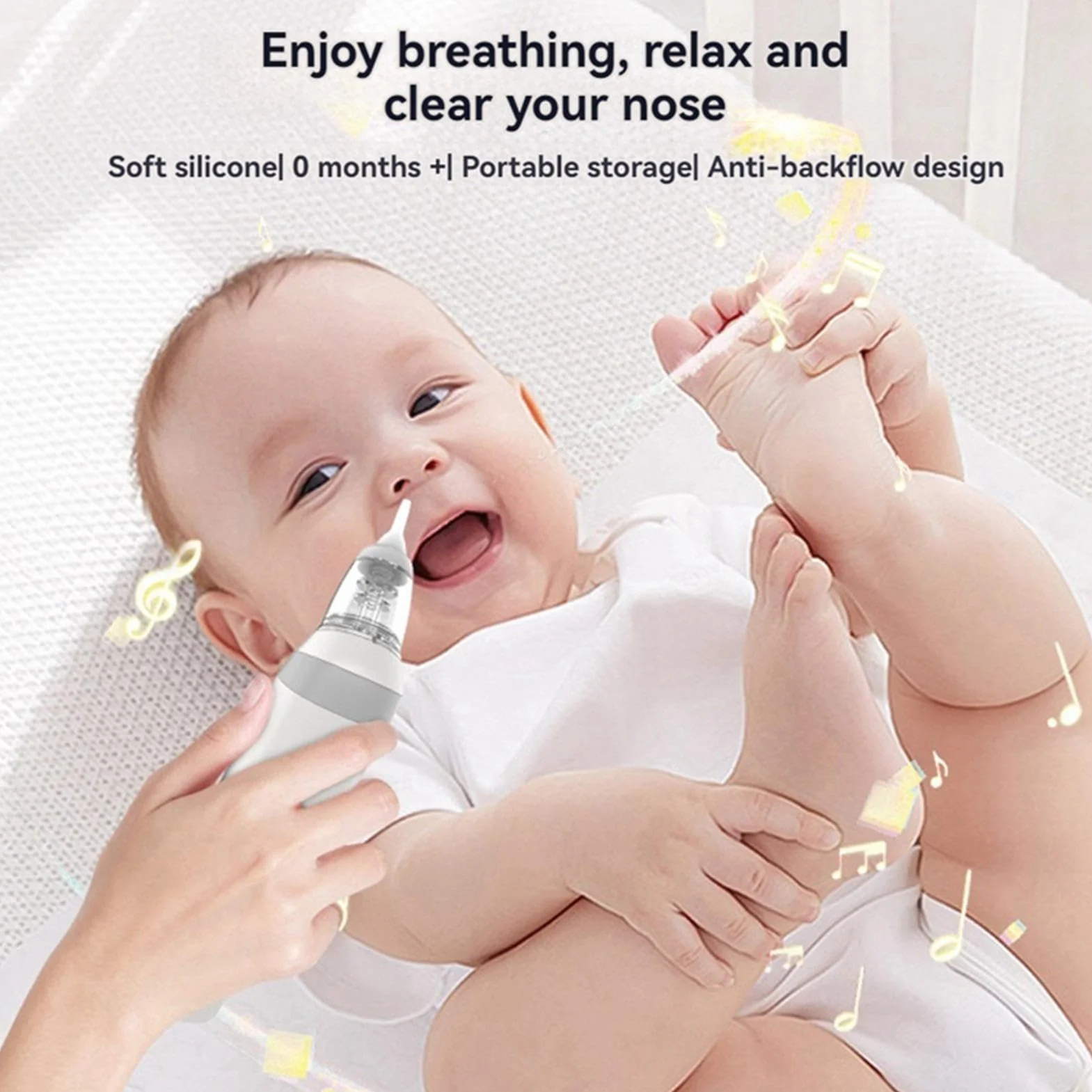 Mouche Bébé Électrique Aspirateur Nasal Rechargeable 3 Niveaux Silicone Buses Silencieux Ergonomique