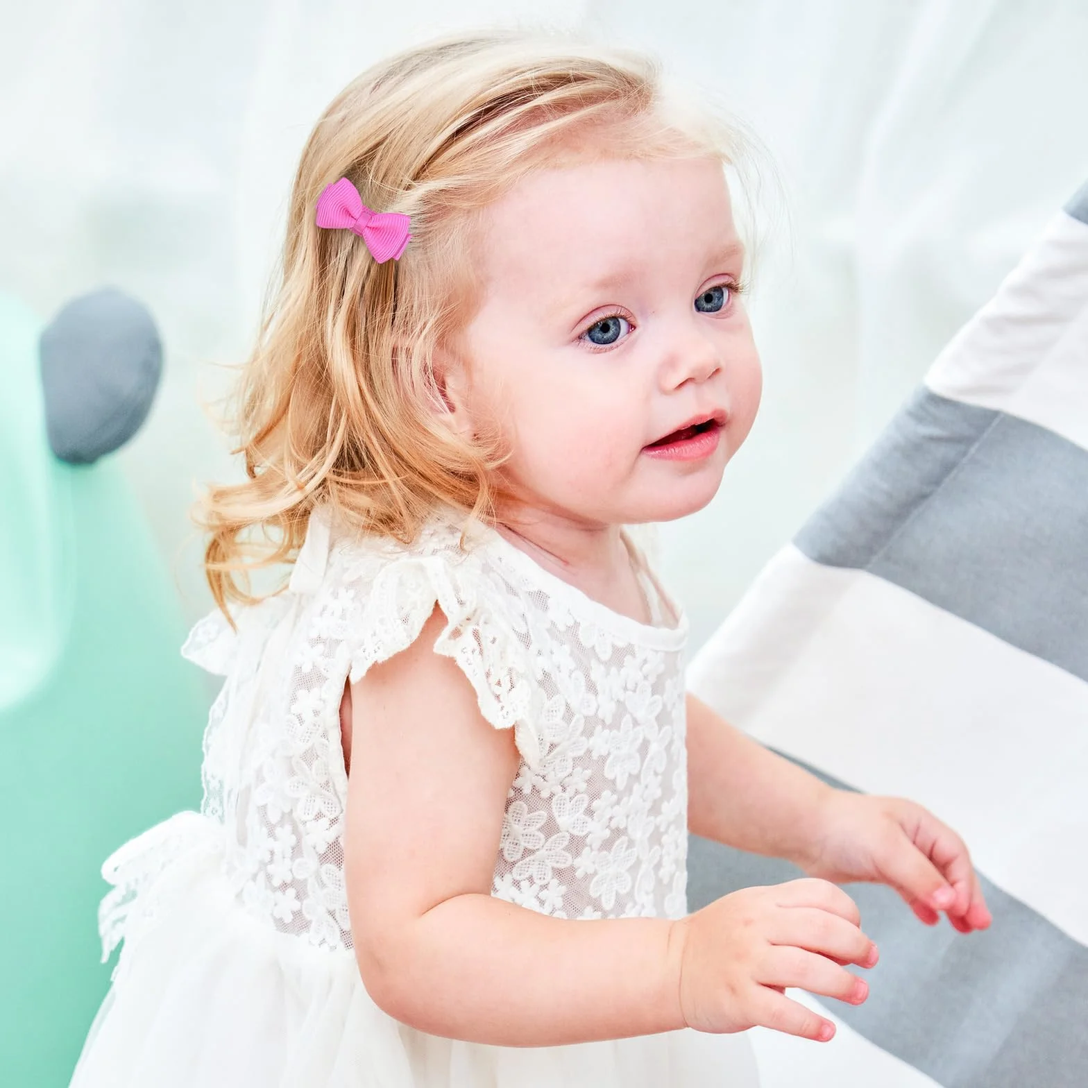 Choicbaby 40 Pièces Barrettes Cheveux Fille, 1,2 Pouces (3 cm) Mini Clips à Cheveux avec Arc