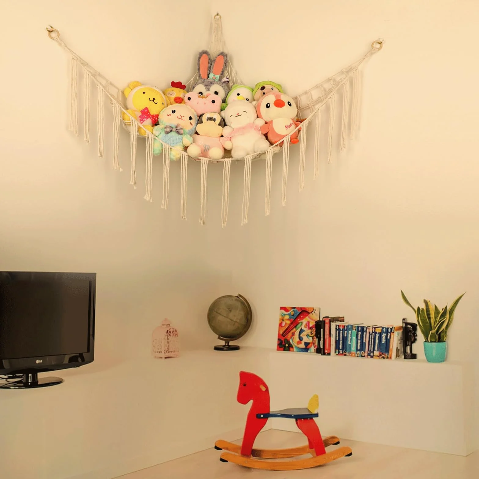 Hamac en macramé 140 cm bohème pour animaux de compagnie avec crochets blanc