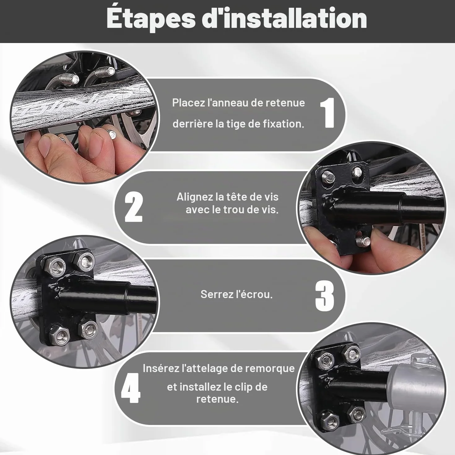 Attelage de Remorque de Vélo Universel Connecteur pour Remorques