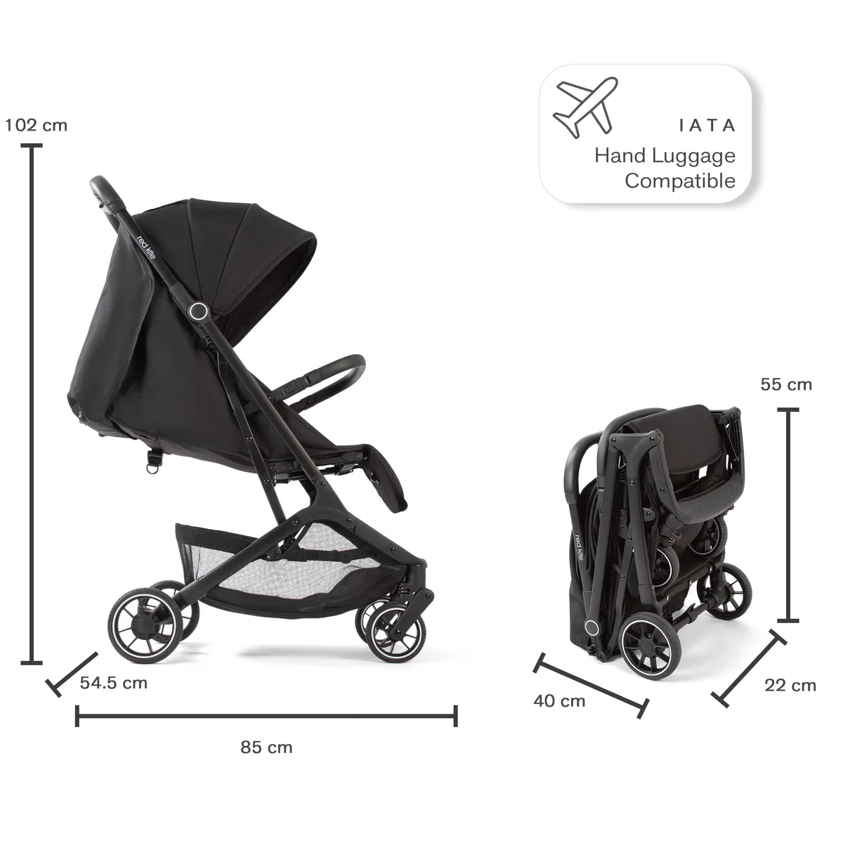Red Kite Poussette pliable Push Me Explor ultra compacte – Noir