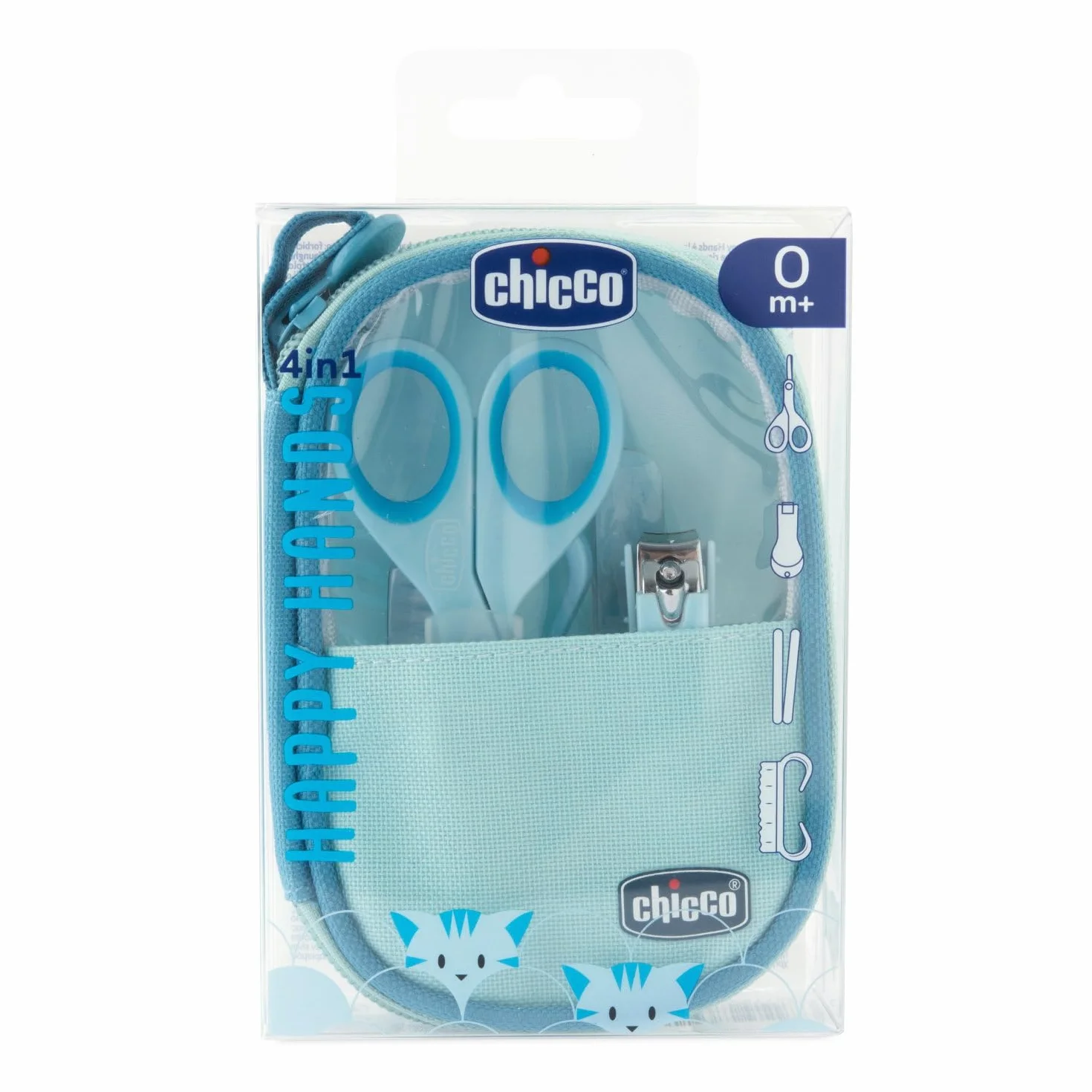 Chicco Set Manucure Bébé Garçon Ciseaux Lime Coupe-Ongles Brosse Bleu 0 mois+