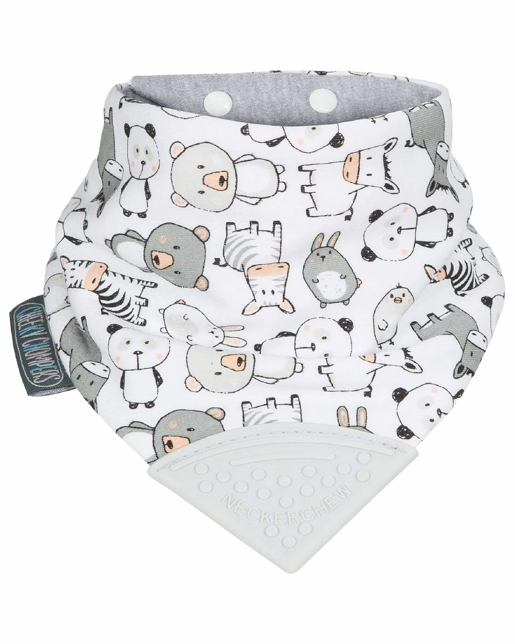 Cheeky Chompers Bavoir bandana bébés tout-petits anneau dentition silicone design primé hygiénique absorbant sans BPA Panda Pals