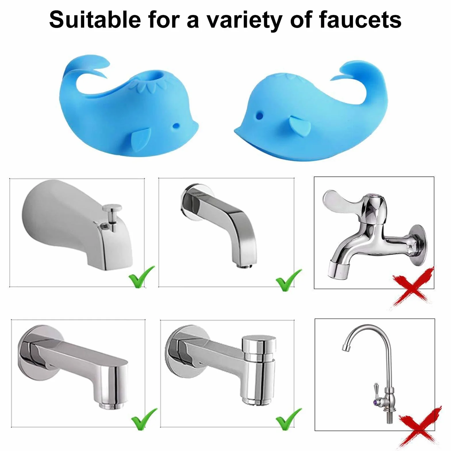 Couvercle de Robinet de Baignoire en Silicone Baleine Bleu pour Bébé