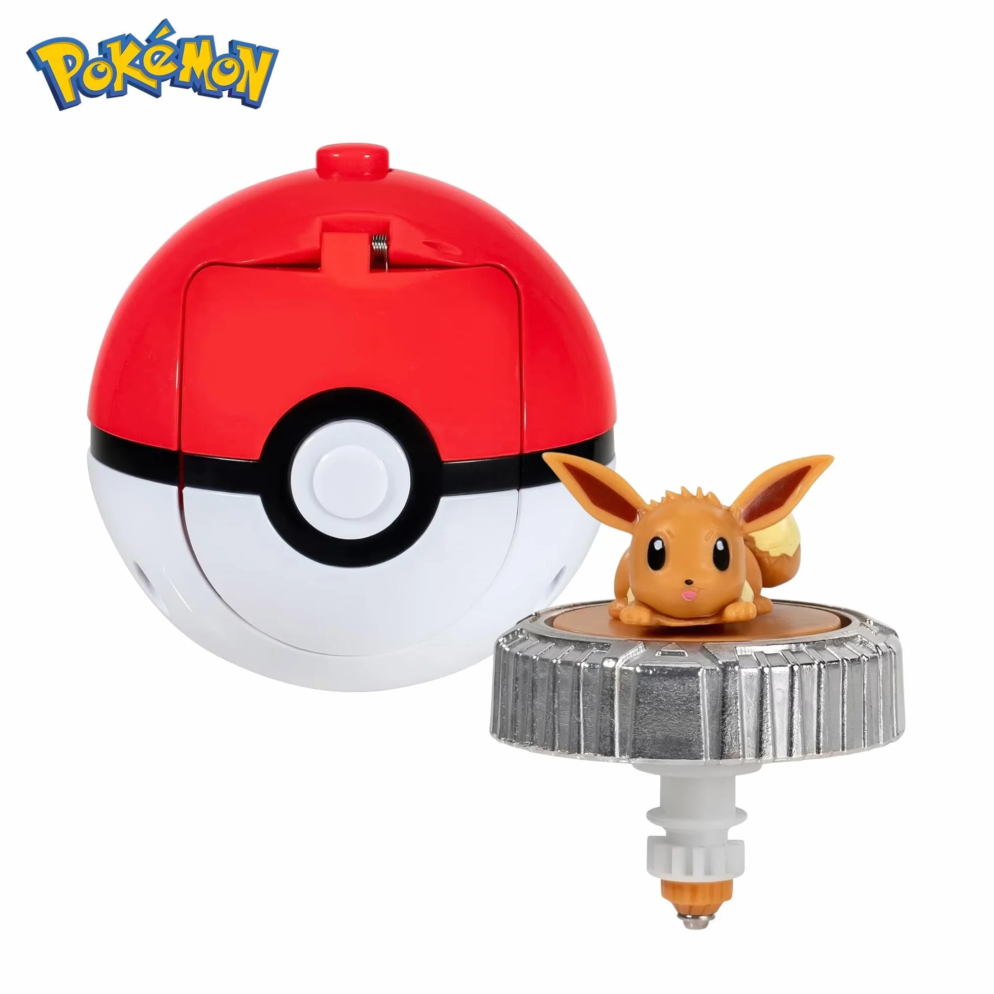 Pokémon Pack de toupies de Combat Évoli Toupie de Combat avec Lanceur de toupie Poké Ball