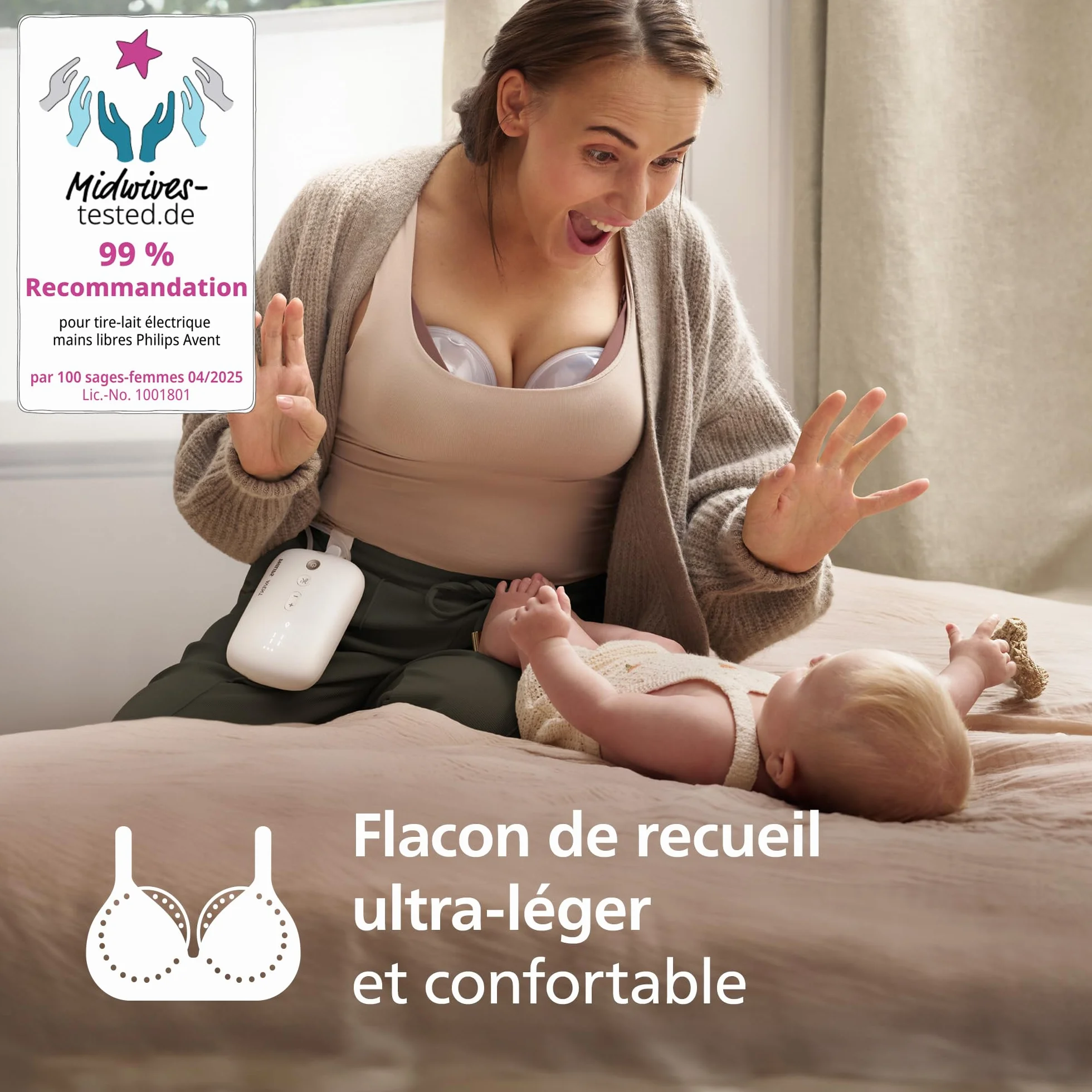 Philips Avent Tire-lait électrique double mains libres SCF547/11 85 aspirations/min