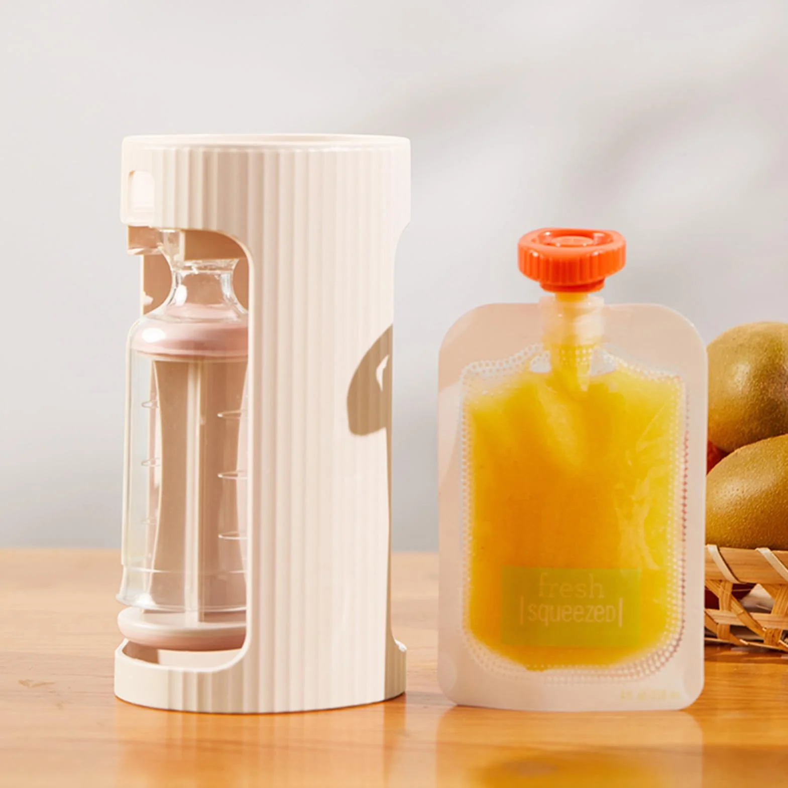 Machine À Aliments Pour Bébé - Station De Remplissage De Purée Fruits Avec Sac De Pressage 10Pcs - Portable Purée Squeezer