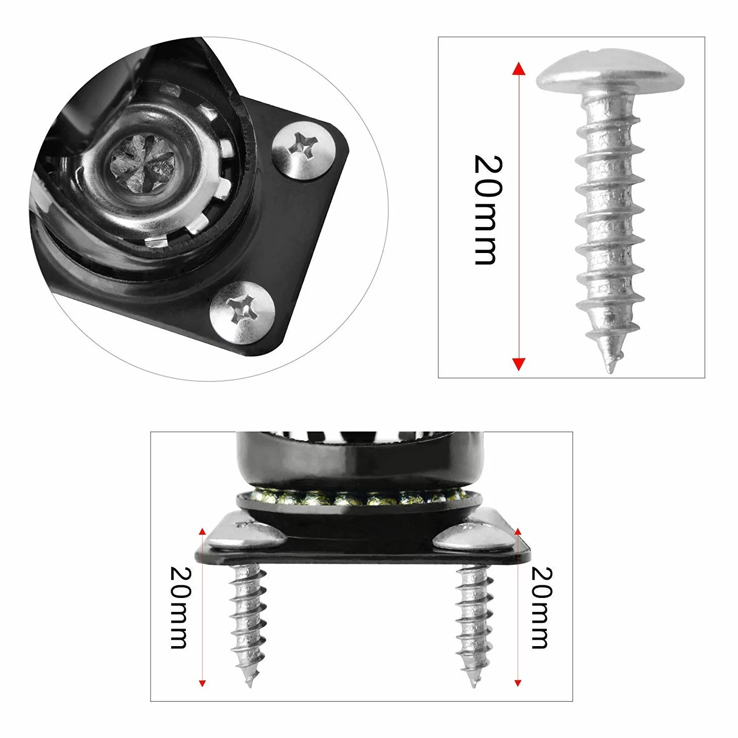 Roulettes Pivotantes avec Frein pour Meubles Charge Lourde 50mm 270KG Roue en Caoutchouc