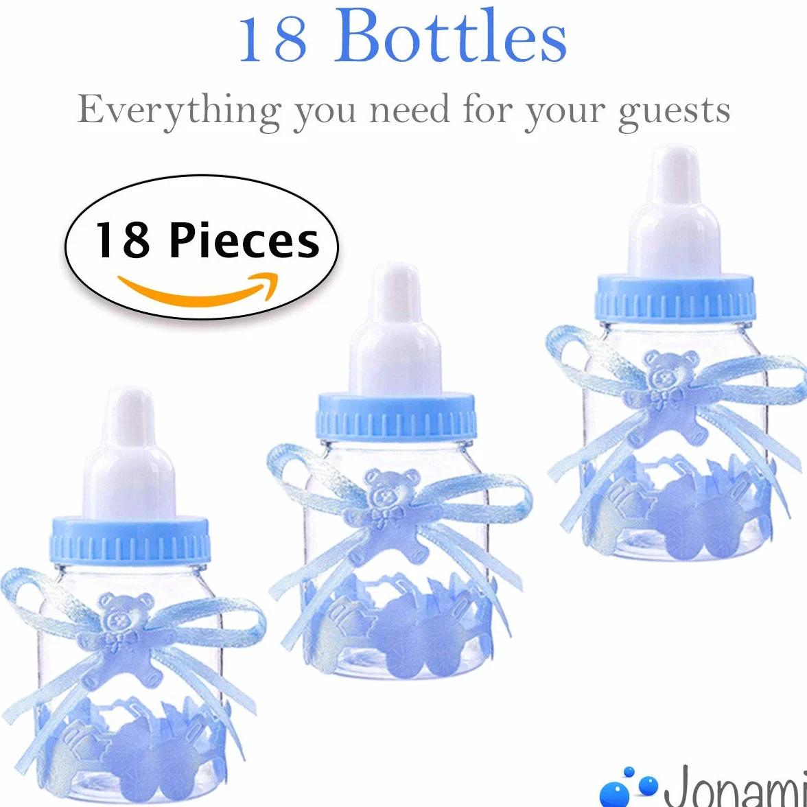 Jonami 18 Bouteille Bonbonnière Bonbons Baptême Bebe Garcon Baby Shower Deco Décoration Fête Naissance Biberon Bleu 4cm