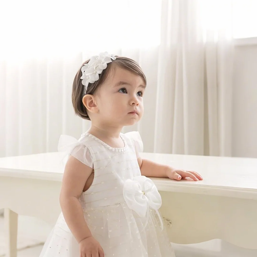 Bandeau de baptême pour bébé fille, bandeau élastique, accessoires bébé