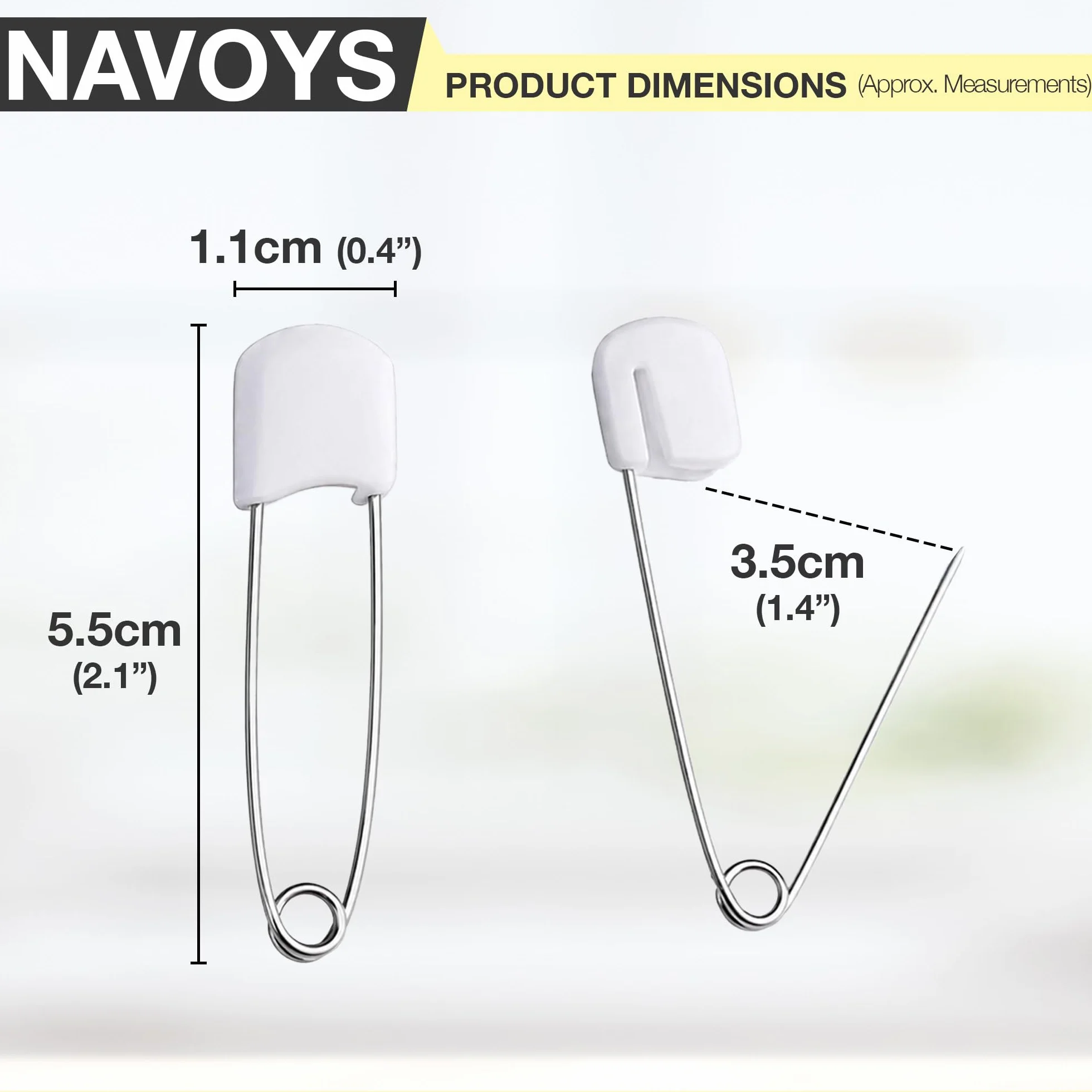Épingles à nourrice en plastique 5,6 cm pour couches bébé, attaches de sécurité durables
