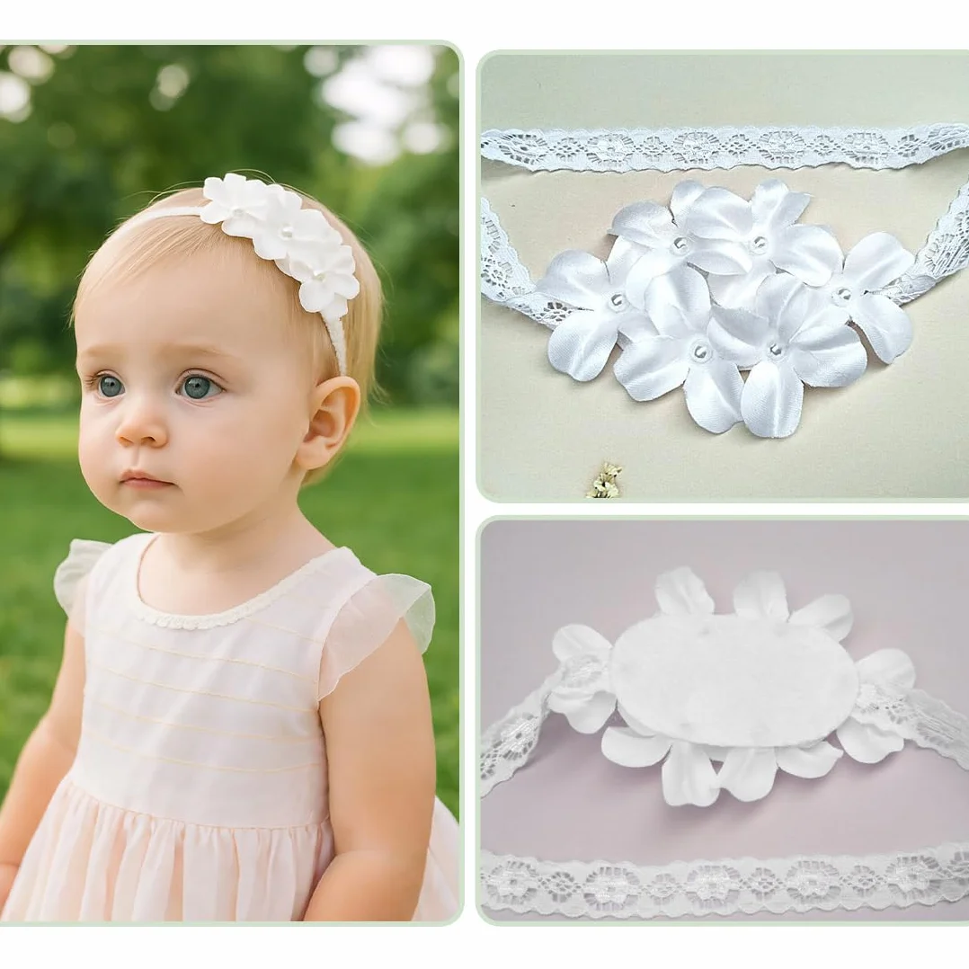 Bandeau de baptême pour bébé fille, bandeau élastique, accessoires bébé