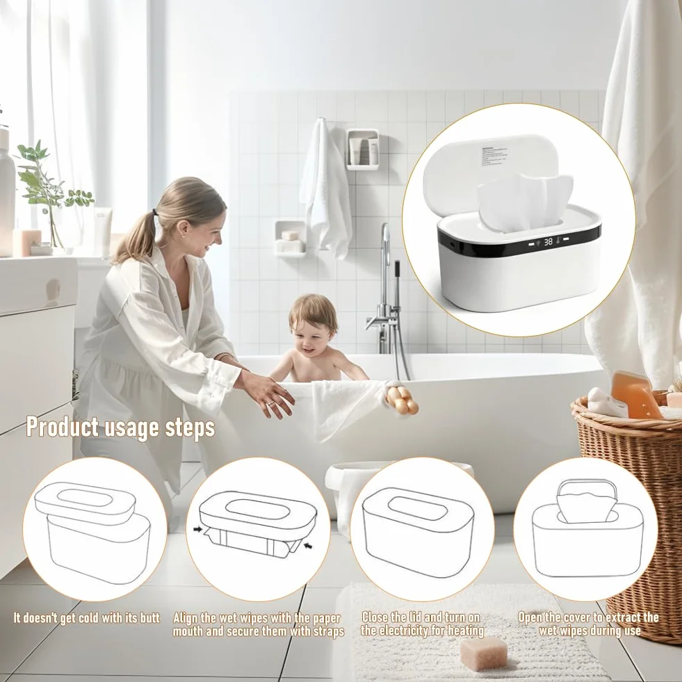 LOMUG Chauffe-lingettes USB 3 niveaux de température rapide LED
