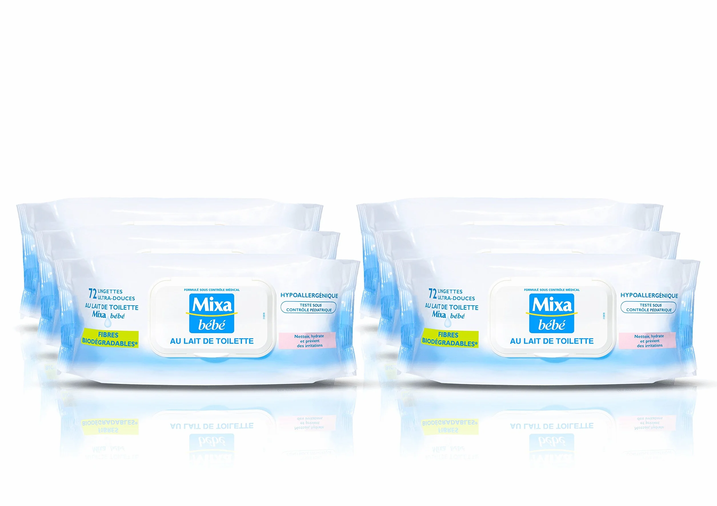 Mixa Bébé Lingettes au Lait 72 unités Lot de 6