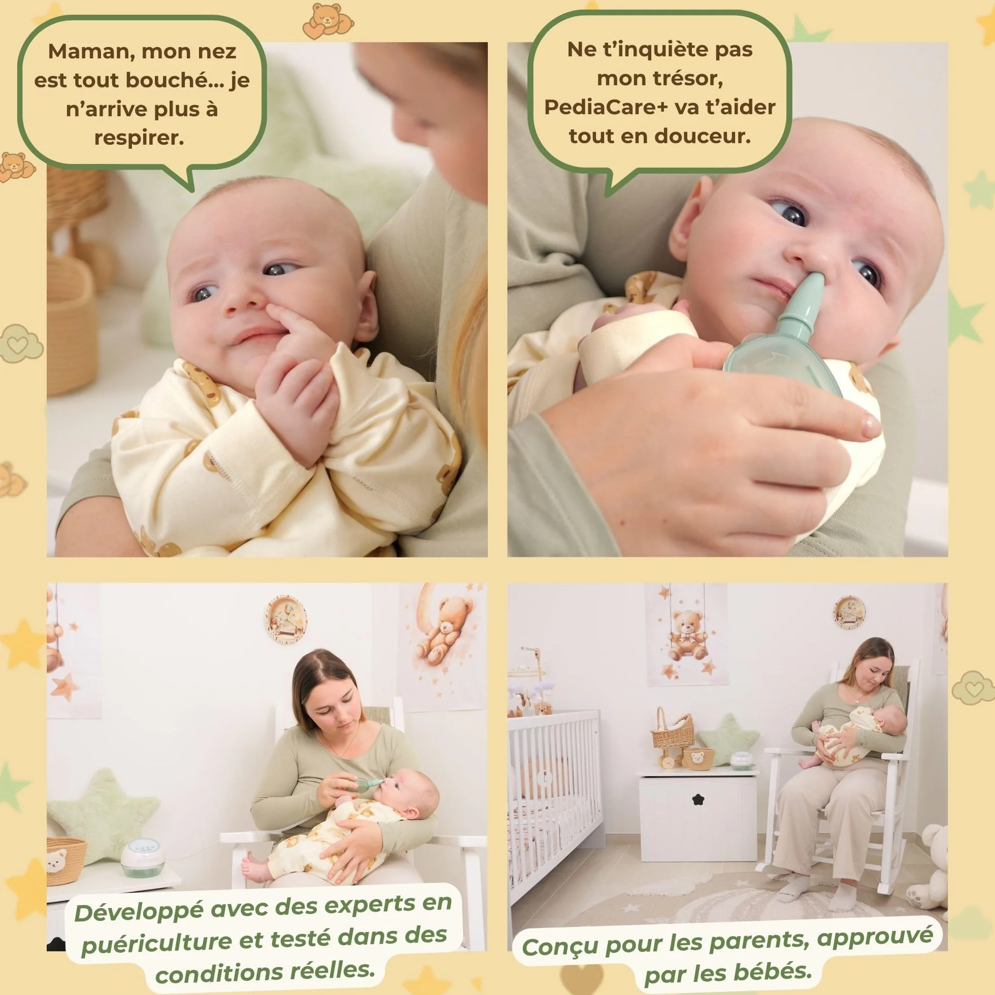 Pediacare+ Mouche Bébé Électrique Aspirateur Nasal Rechargeable USB Silencieux Hygiénique