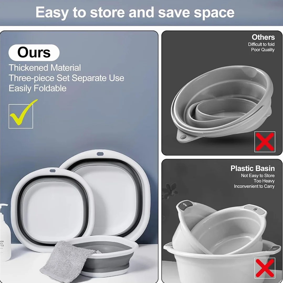 Bassine Pliable Silicone Sain Inodore 23x25cm pour Voyage Camping Cuisine
