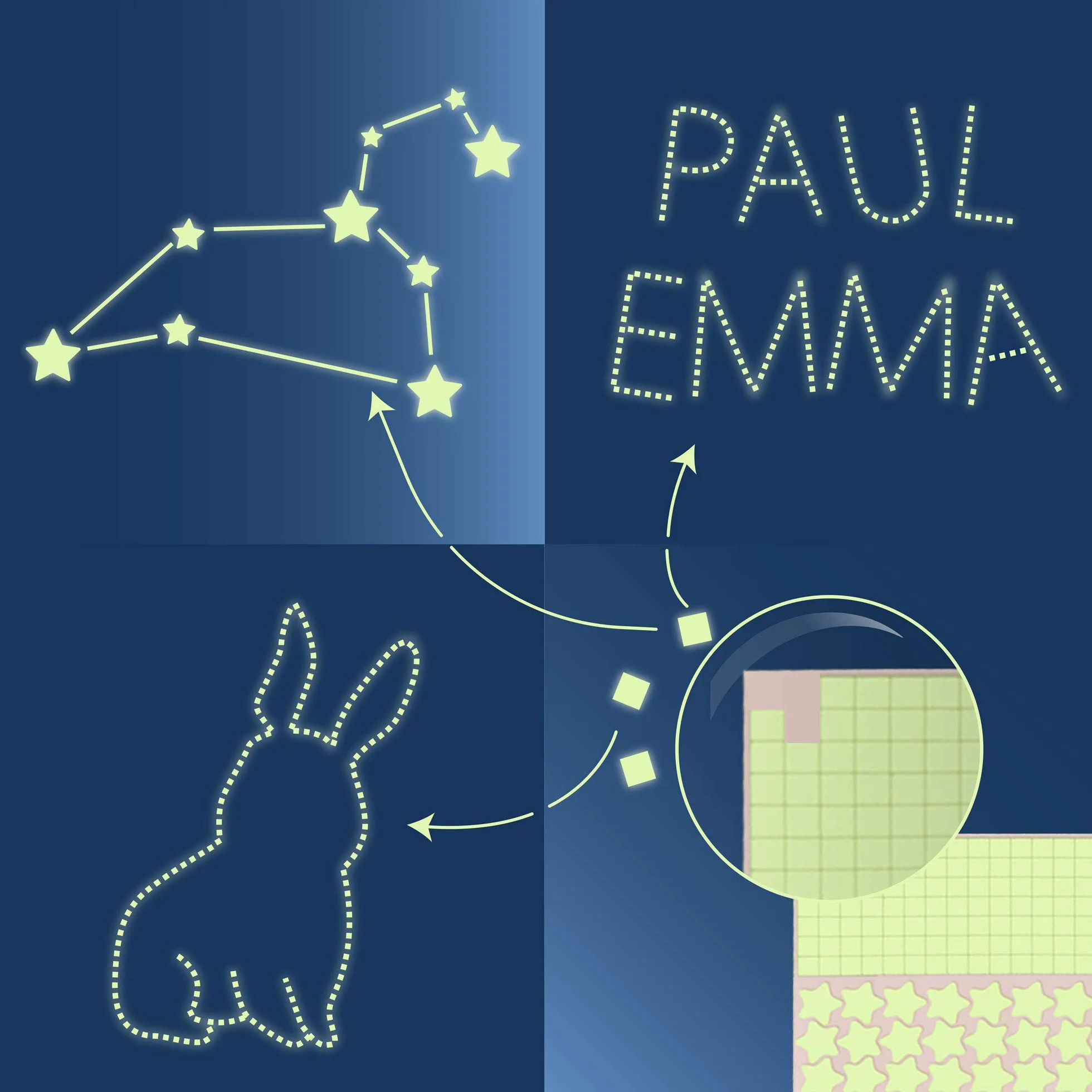 Paraboo Étoile phosphorescente 452 pcs. autocollant fluorescent stickers fluorescents plafond