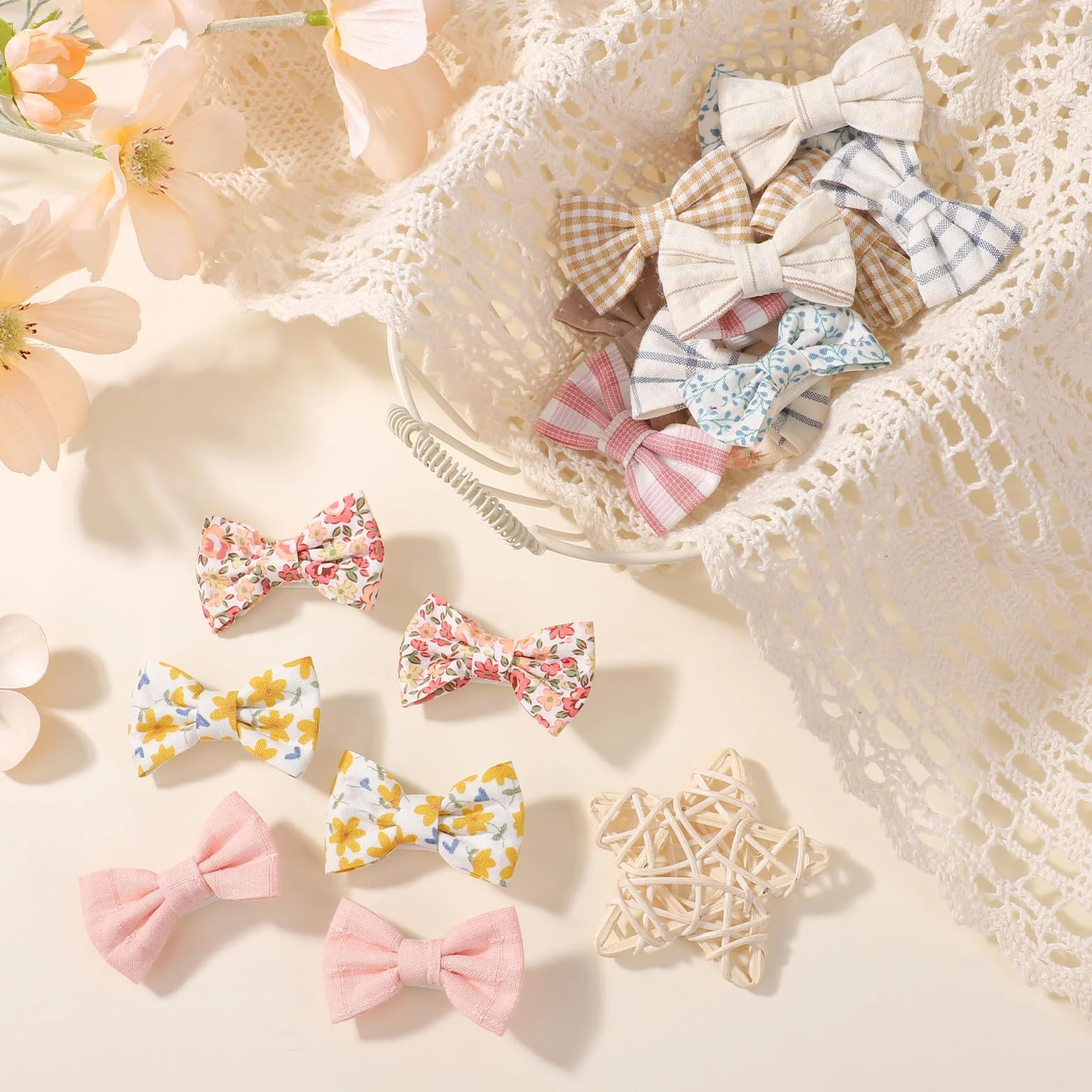 Jollybows 20pcs Barettes Cheveux 5 cm Pince Noeud Cheveux Bébé Accessoires Enfant