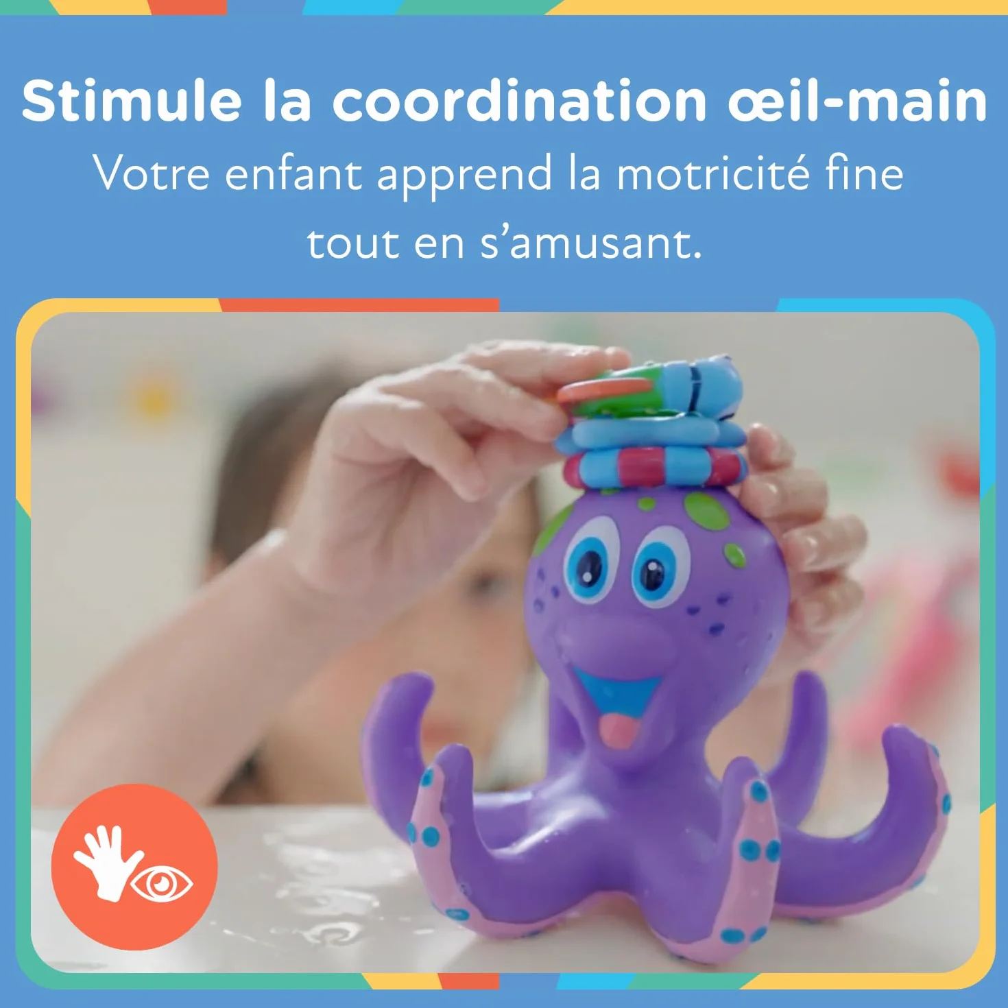 Nuby Jouet de Bain Pieuvre Interactive Flottante avec Anneaux de Bain Violet 18 Mois+