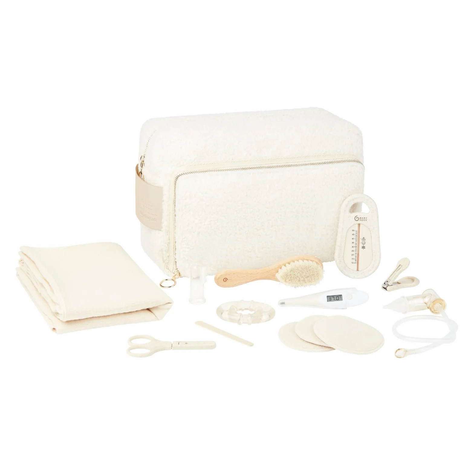 Babymoov Trousse de Soin Bébé Grand Format 6L 11 Accessoires Inclus Coupe Ongles Bébé Thermomètre de Bain Langes Coton