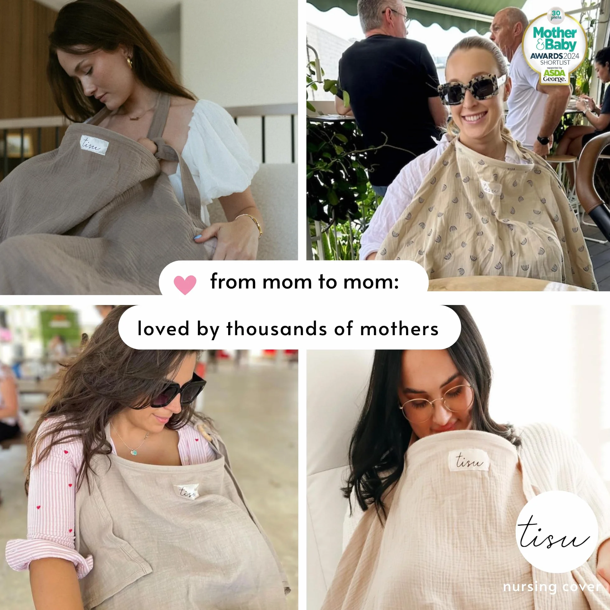 Housse d'allaitement bébé en mousseline de coton bio TISU – multi-usage siège voiture tablier châle blanc
