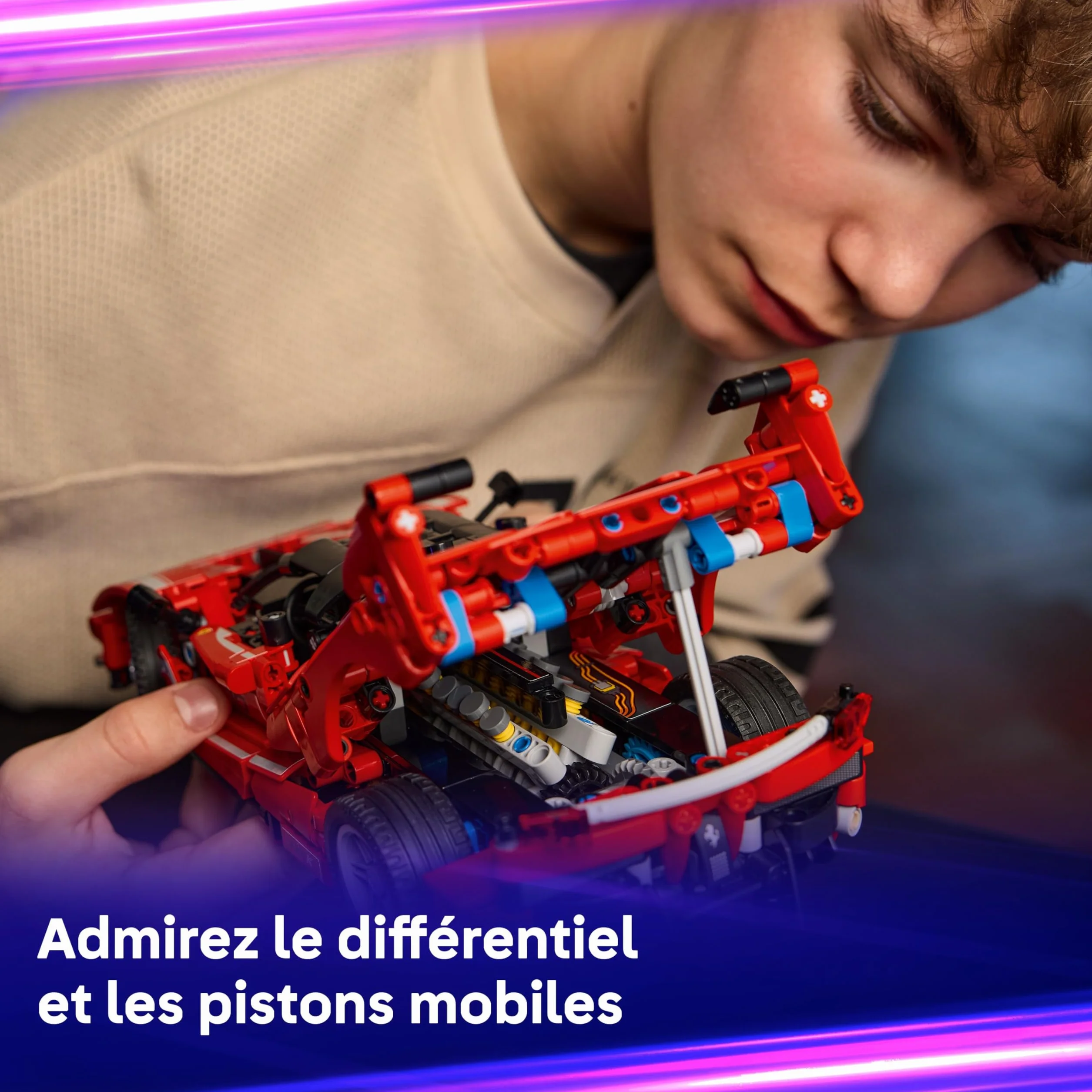 LEGO Technic Ferrari FXX K Voiture de Course Maquette de Construction Moteur V12 Différentiel Pistons Mobiles Cadeau 10 Ans 42212