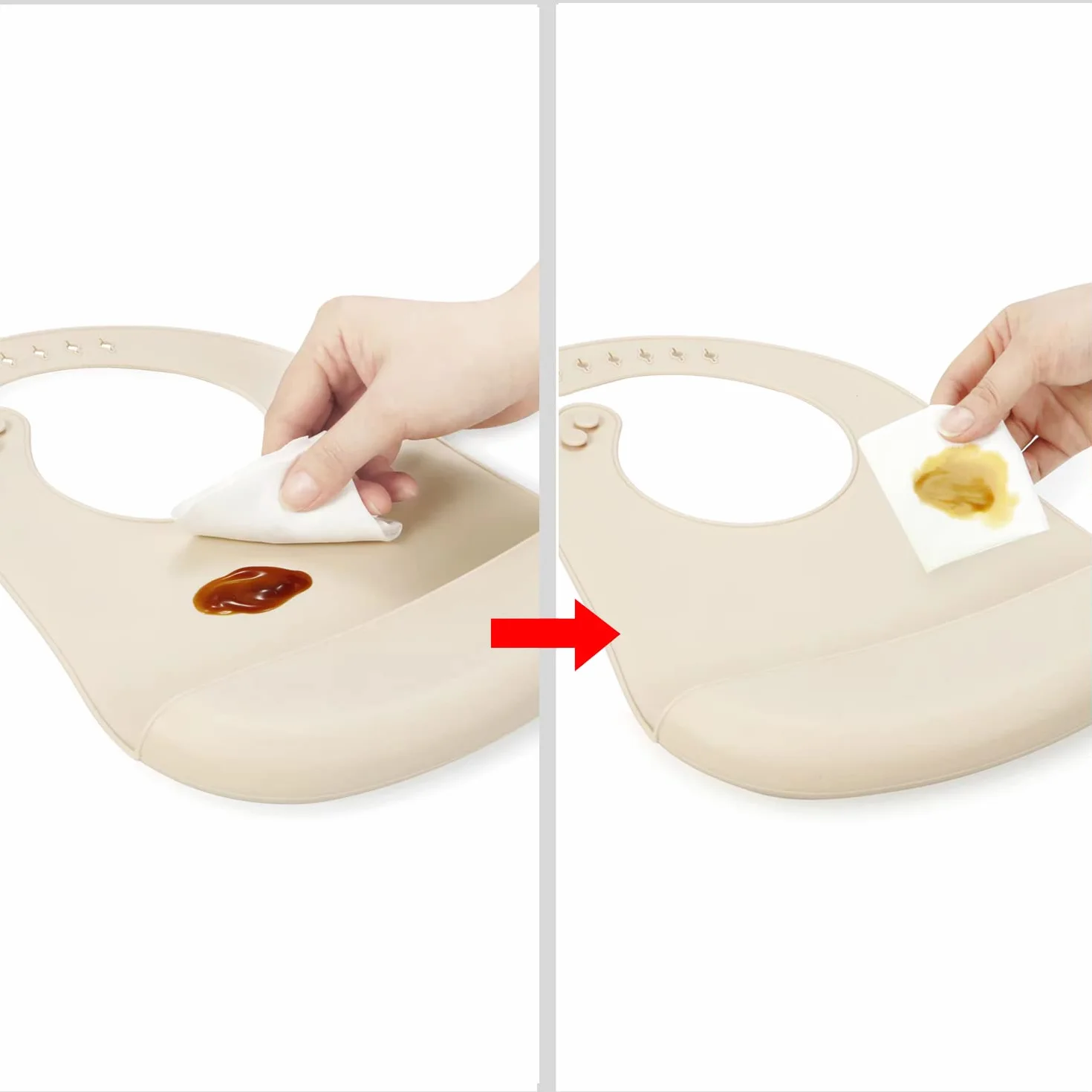 Bavoir pour Bébé en Silicone PandaEar Lot de 3 Imperméable Ultra Fins Léger Ajustable Facile à Nettoyer
