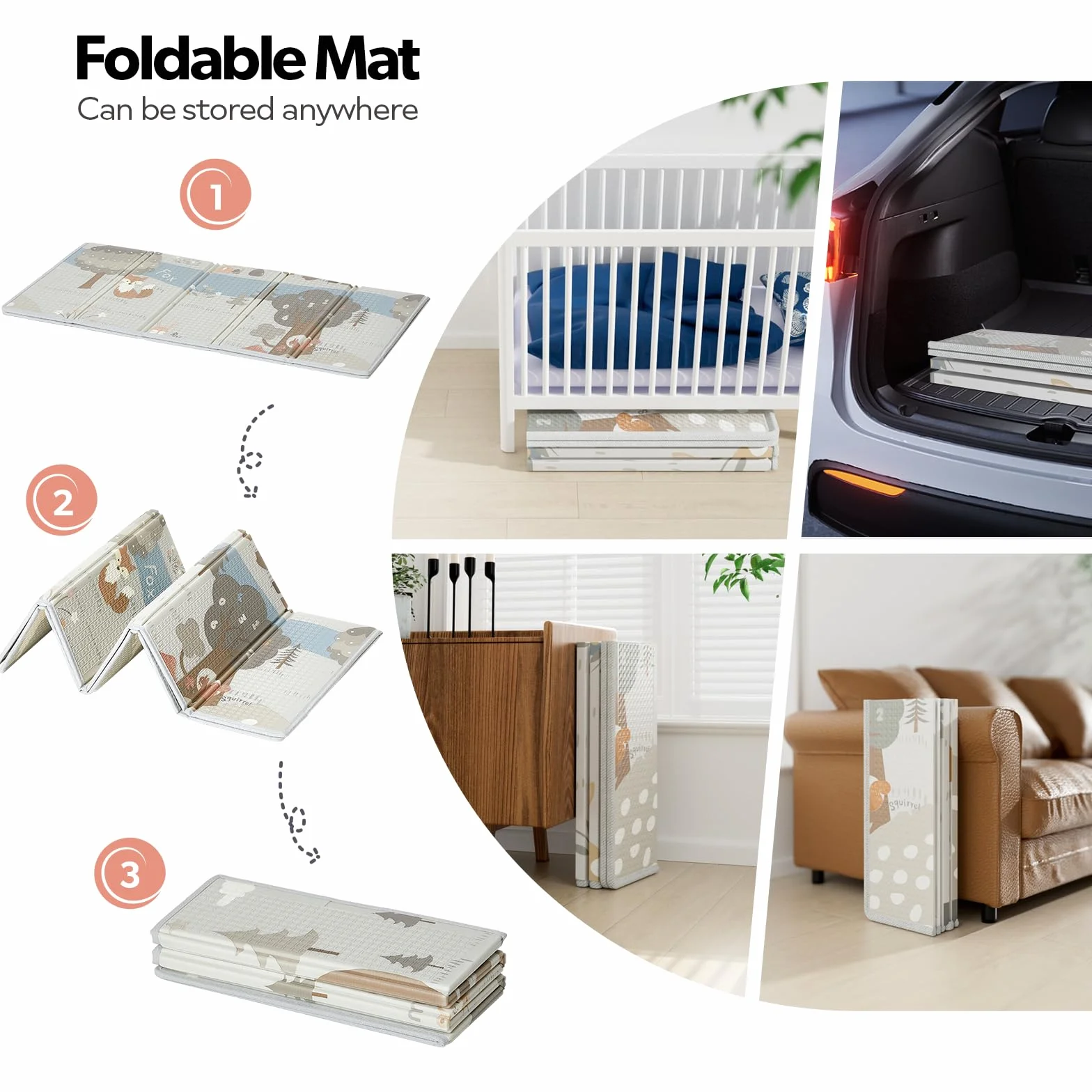 Fodoss Parc Bébé 120x120cm Avec Tapis et Matelas pour Enfant en Bas Âge