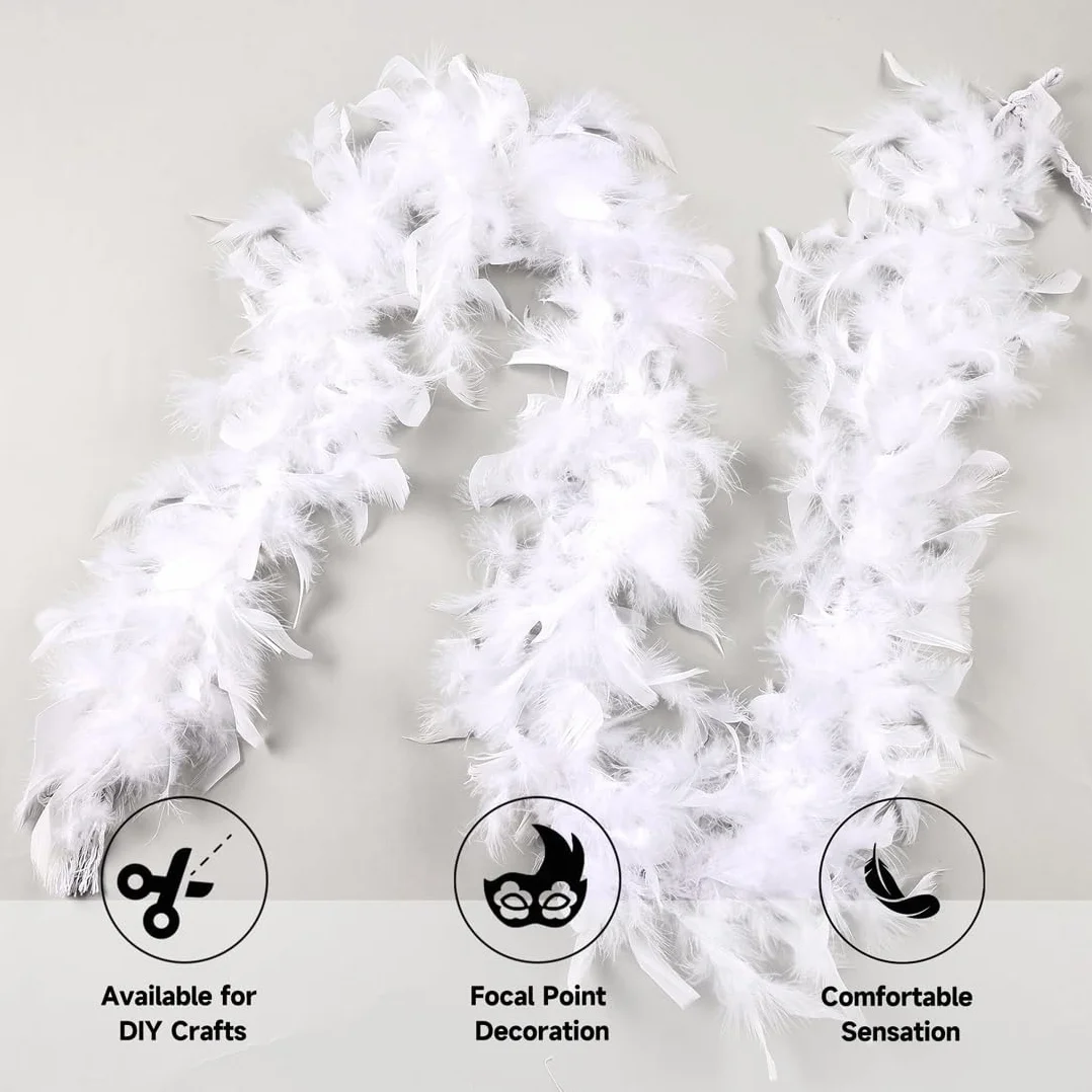 Boas de déguisement pour enfants, Écharpe en plumes blanches 2 m, décoration mariage