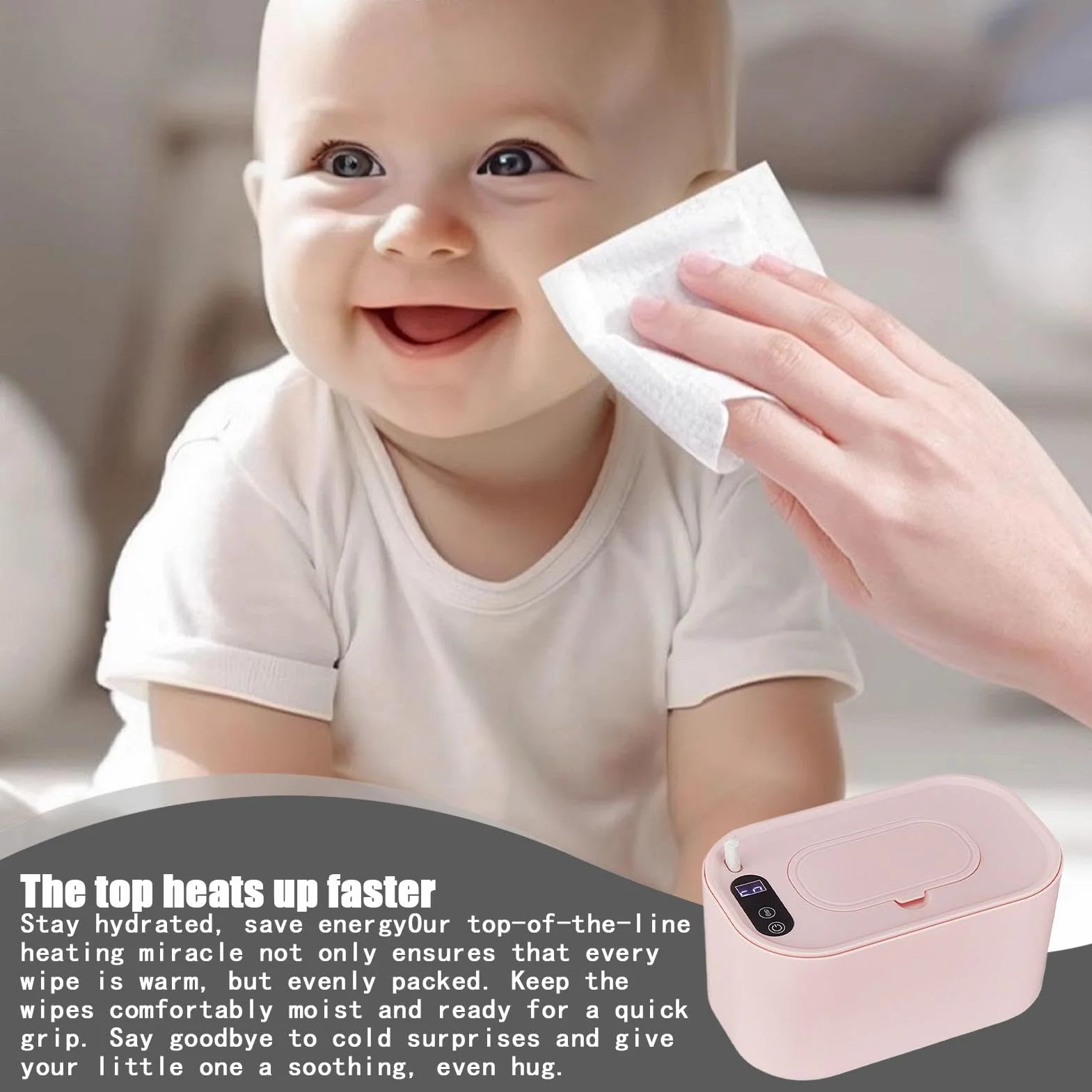 Chauffe-lingettes USB Portable Grande Capacité Température Constante Réglable pour Bébé Couches