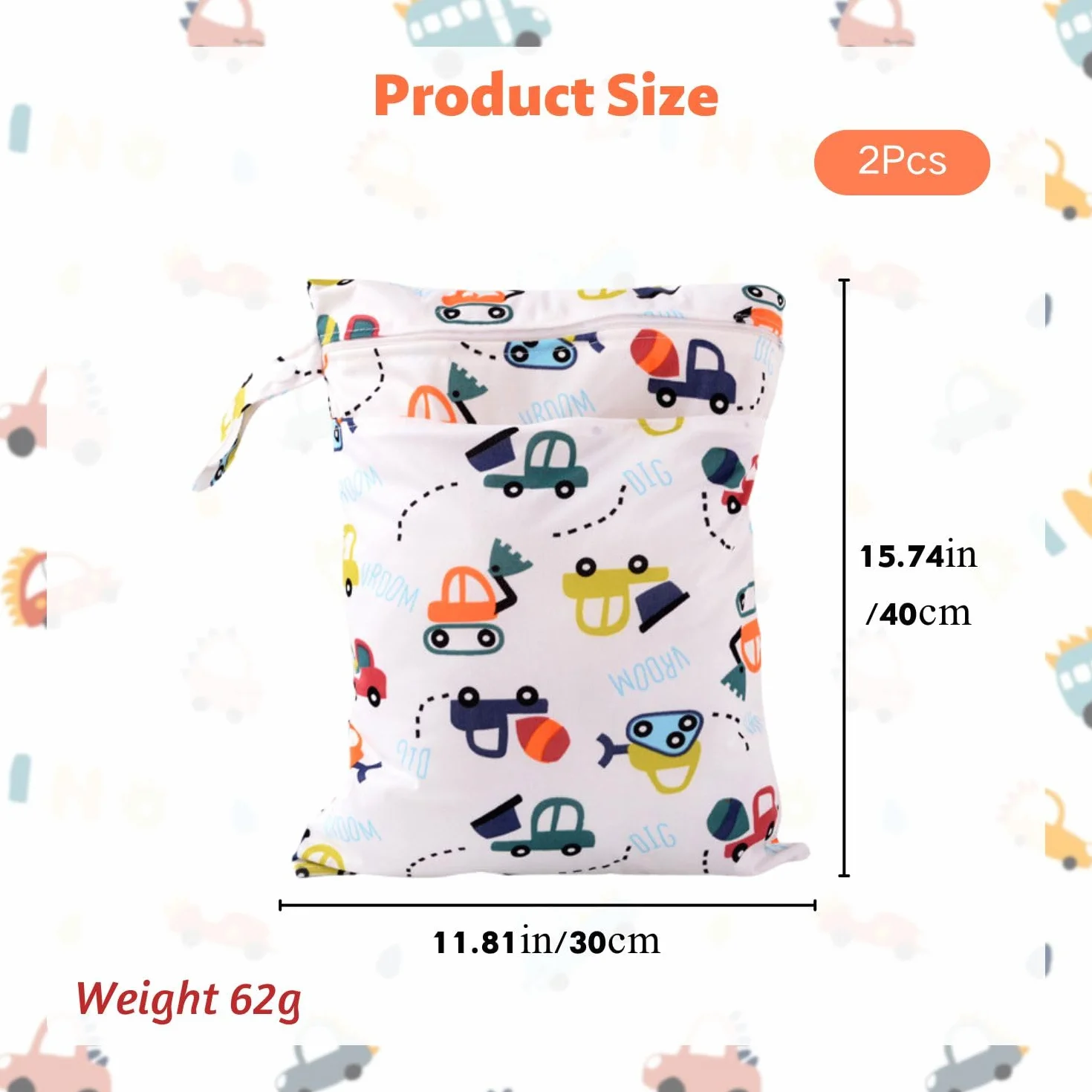 Lot de 2 Sacs À Couches Étanches Avec Fermeture Éclair Pour Crèche Natation Voyages