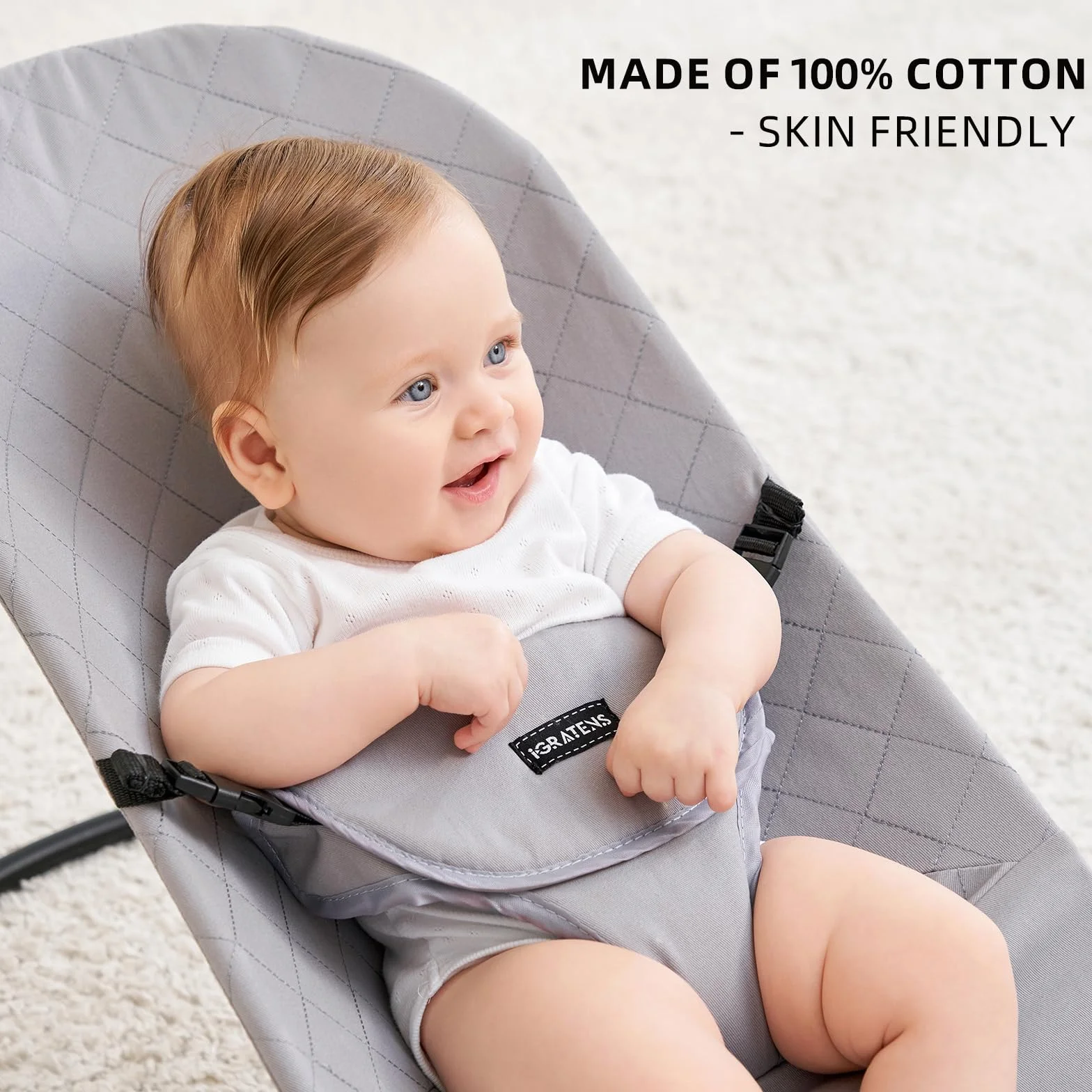 Housse pour transat Baby Bjorn Balance Soft & Bliss, 100% coton, gris clair