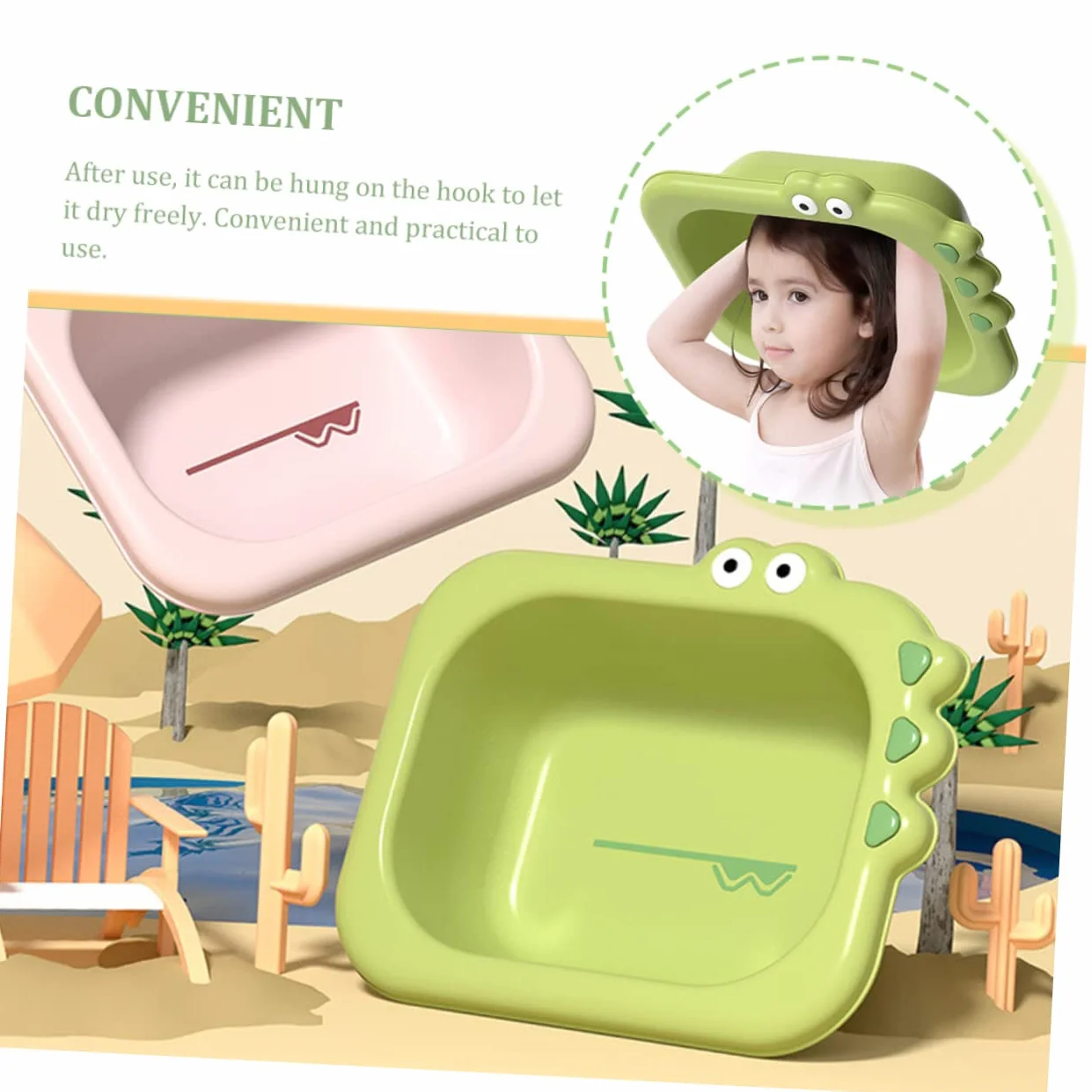 Bassines pour Bébé en Plastique Lot de 2, Lavabos Portables Design Cartoon